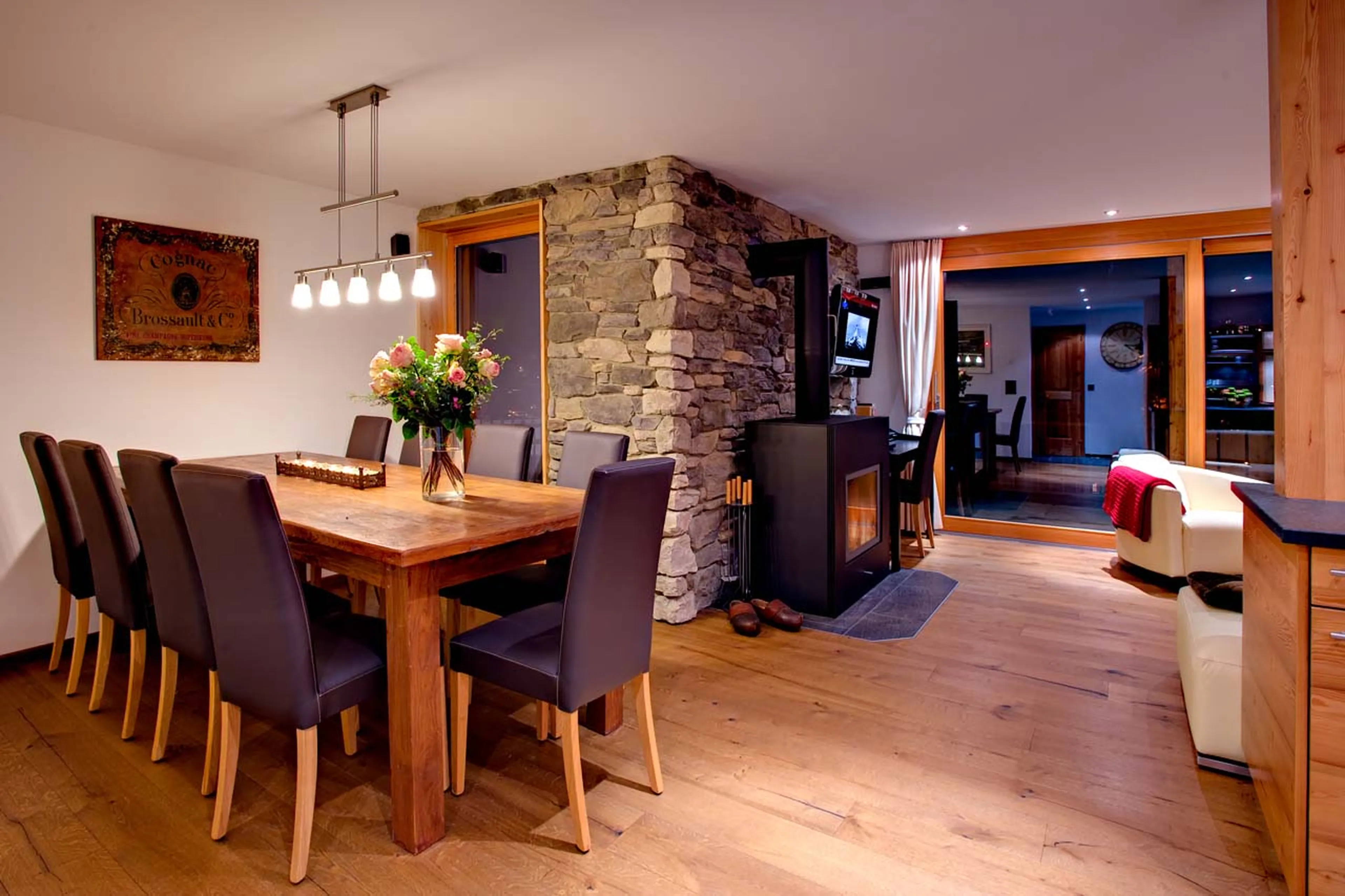 Dining table at Chalet Pollux in Zermatt