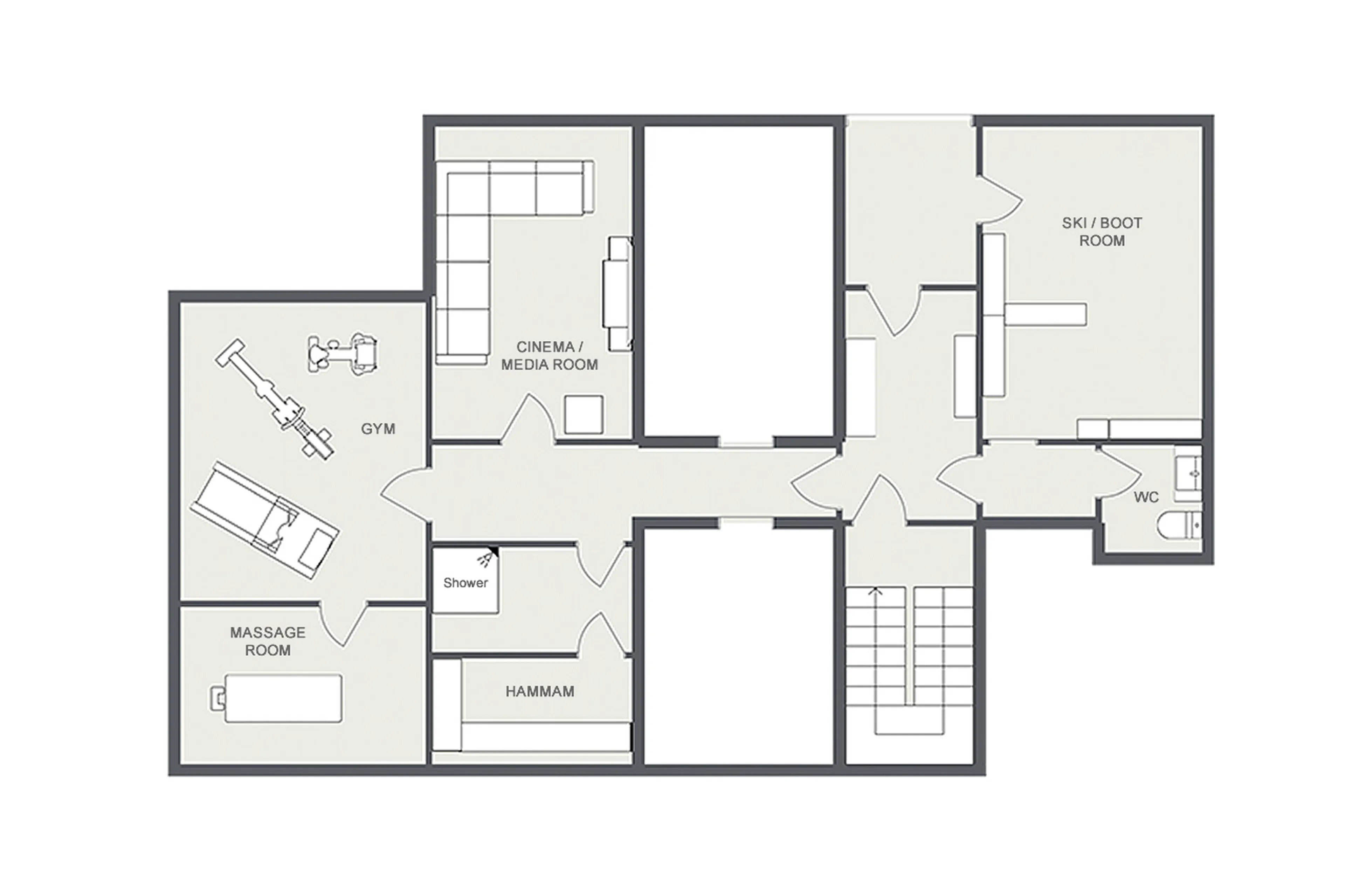 Level 0 floor plan at Pont du Cam in Meribel