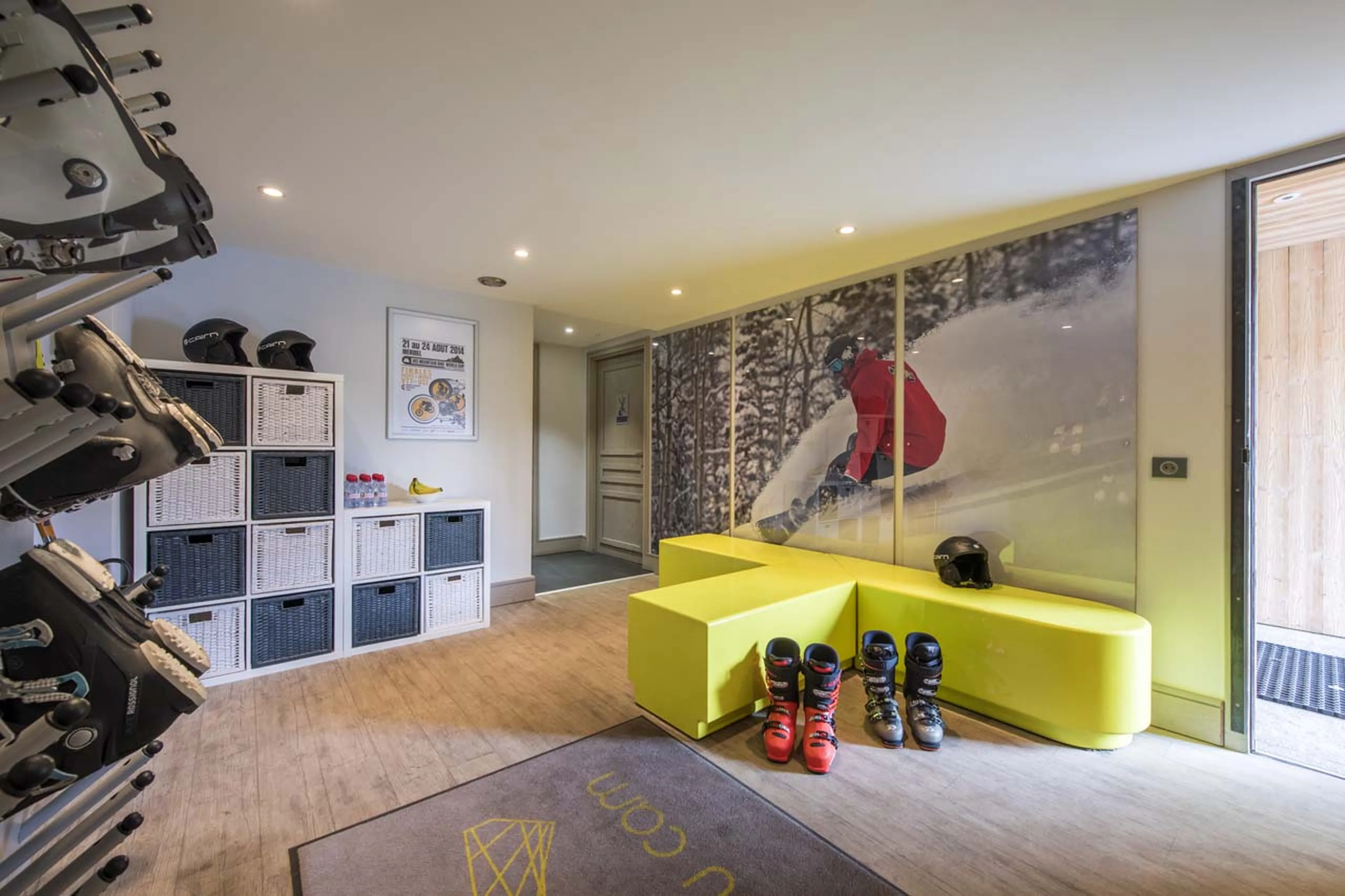 Plenty of storage in the ski room at Chalet Pont du Cam in Meribel