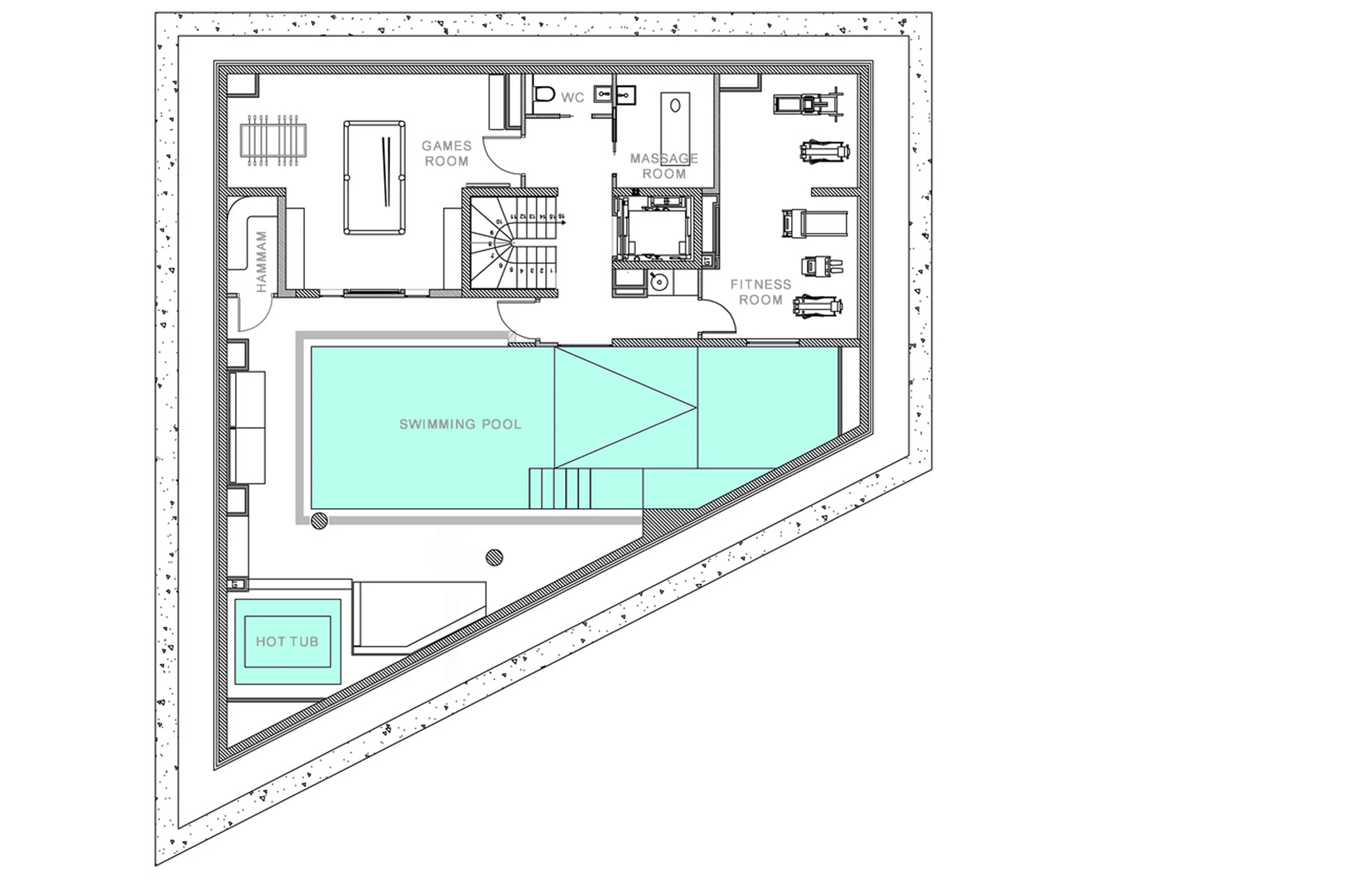 Level -1 floor plans of Chalet Pow Pow, Courchevel 1850