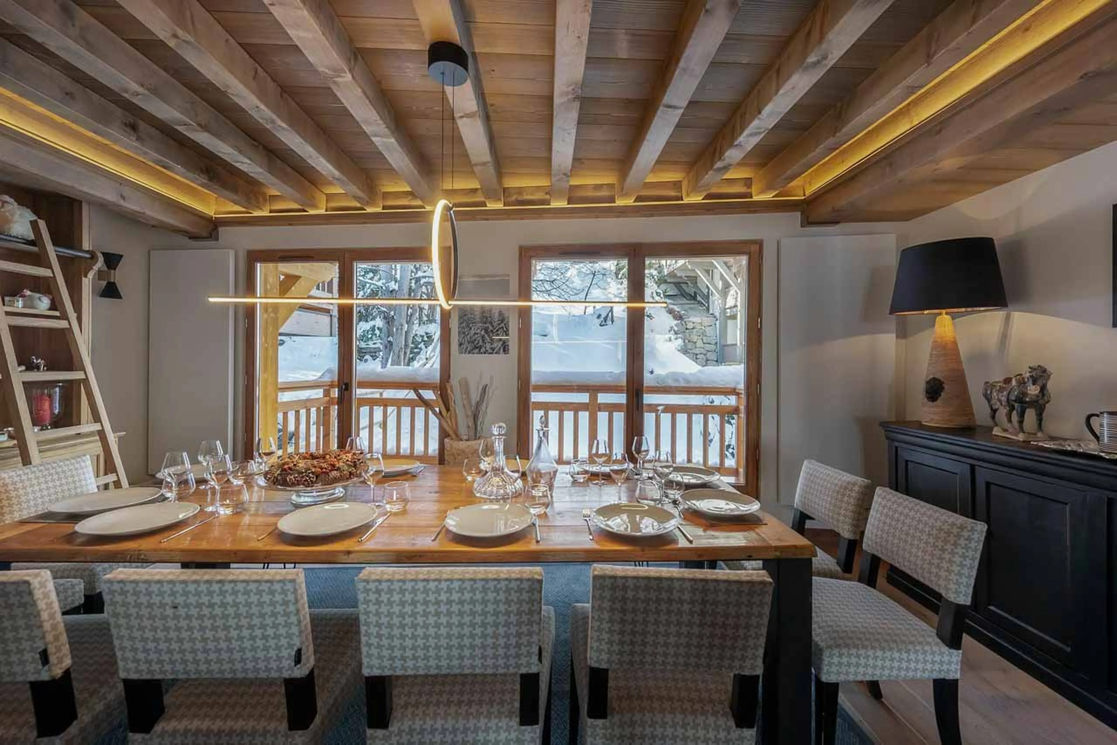 Dining table views at Chalet Prosper in Courchevel 1550