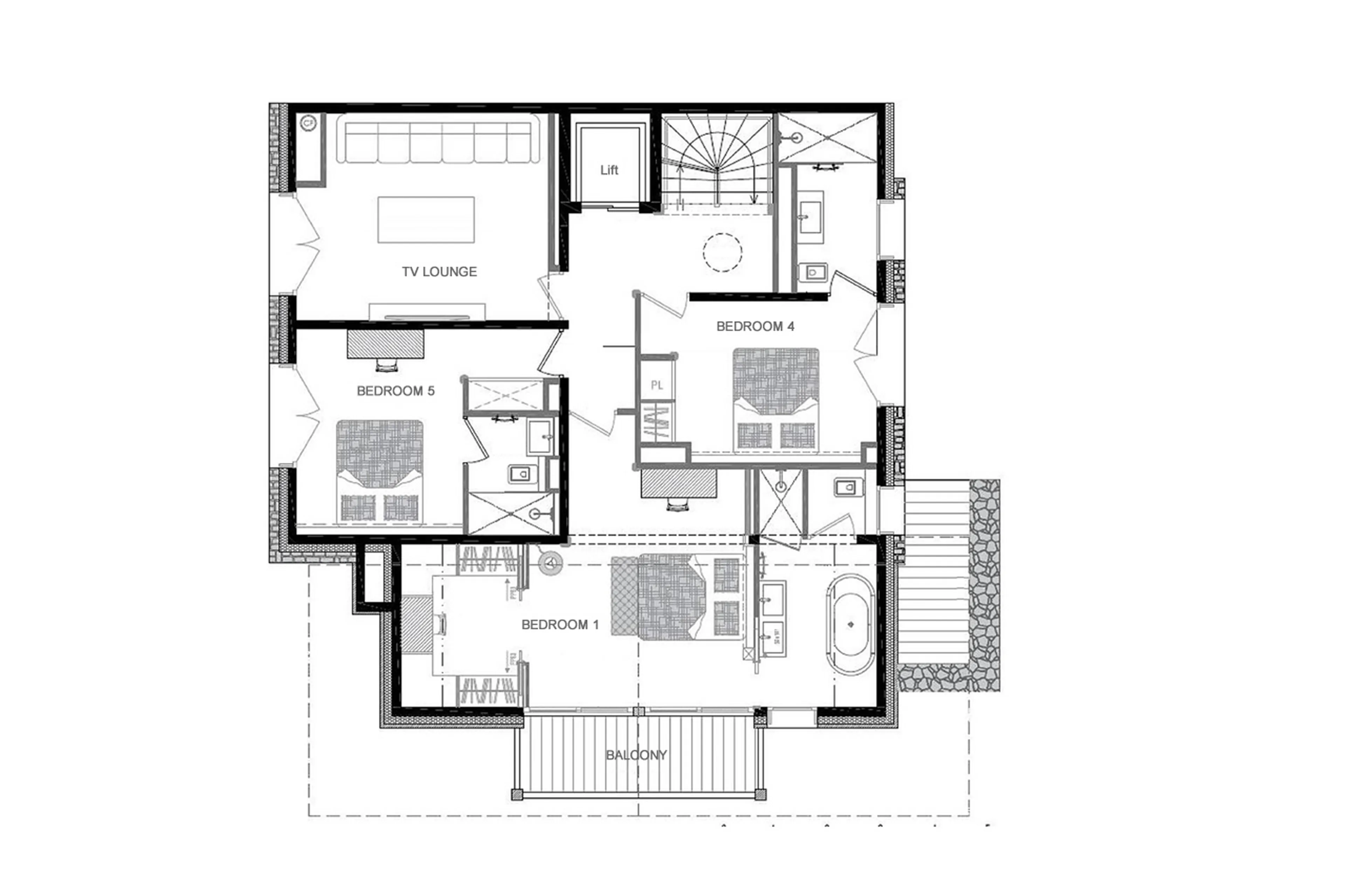 Level 1 floor plan for  Chalet Pure White Crystal in St-Martin-de-Belleville