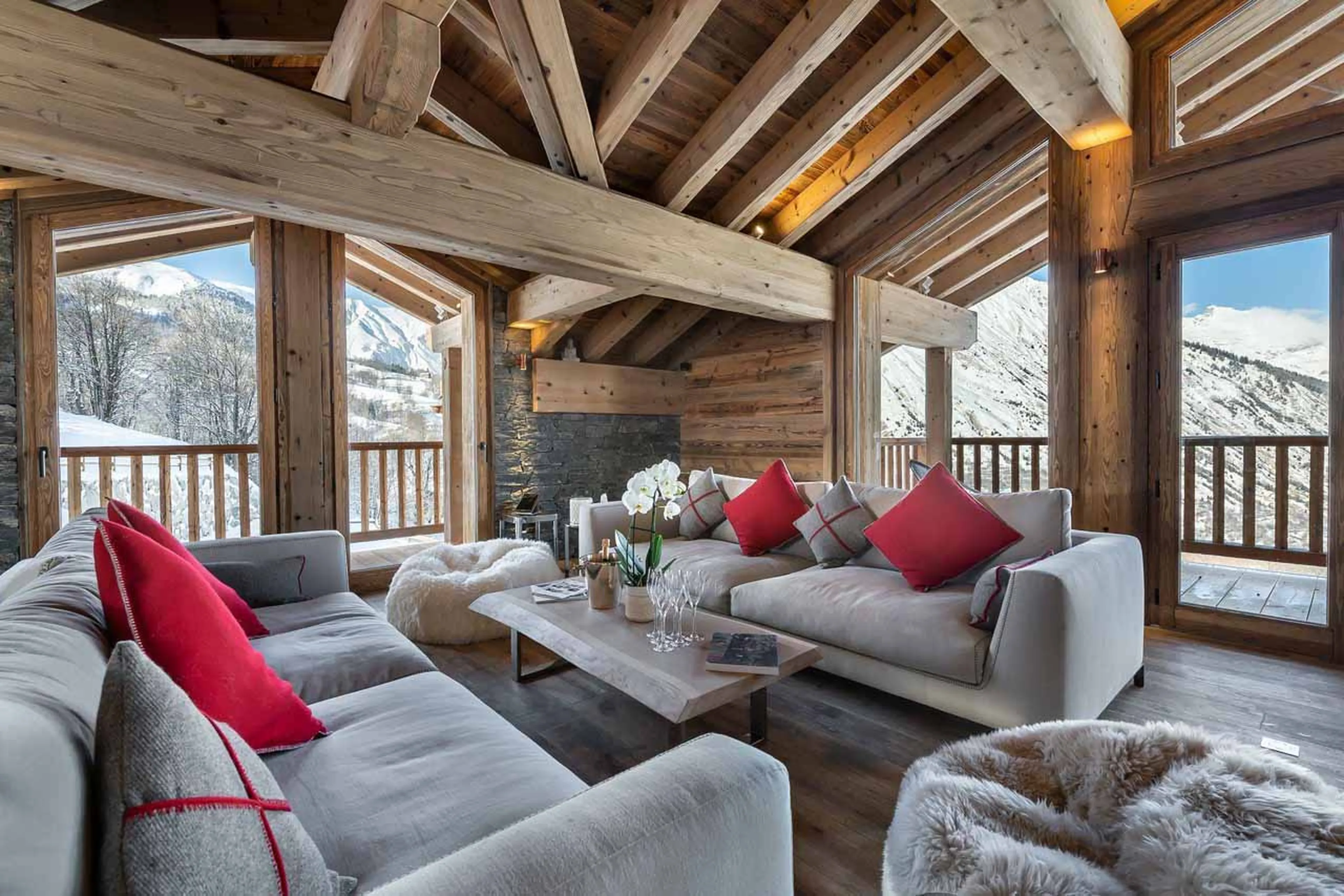 Living room at Chalet Pure White Crystal in St Martin de Belleville