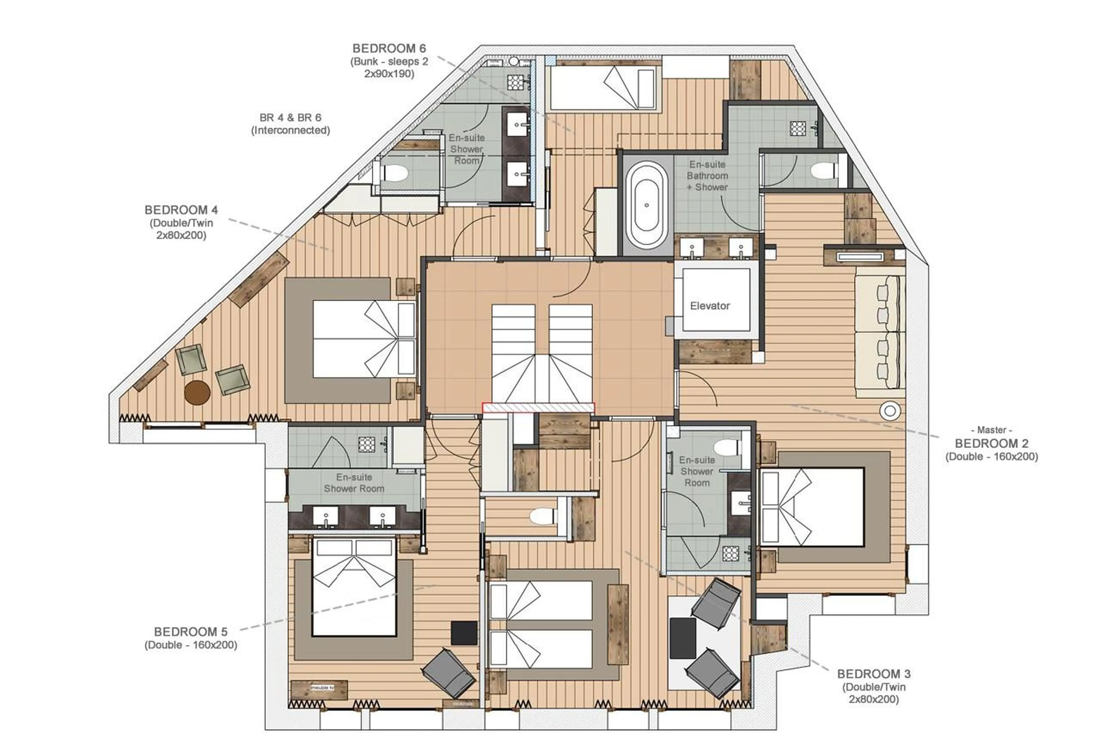 Level -1 floor plan of Chalet Razzie in Courchevel 1850