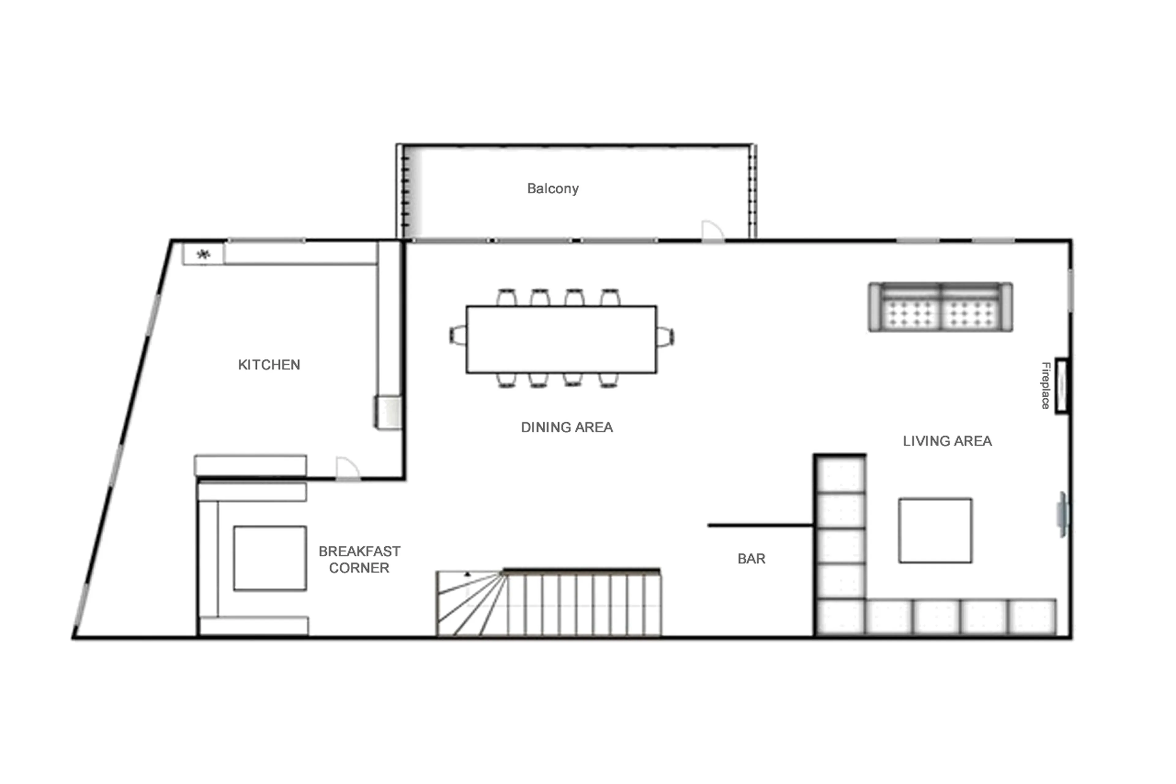 Level 2 floor plan of Chalet Rive Gauche in Val d'Isere