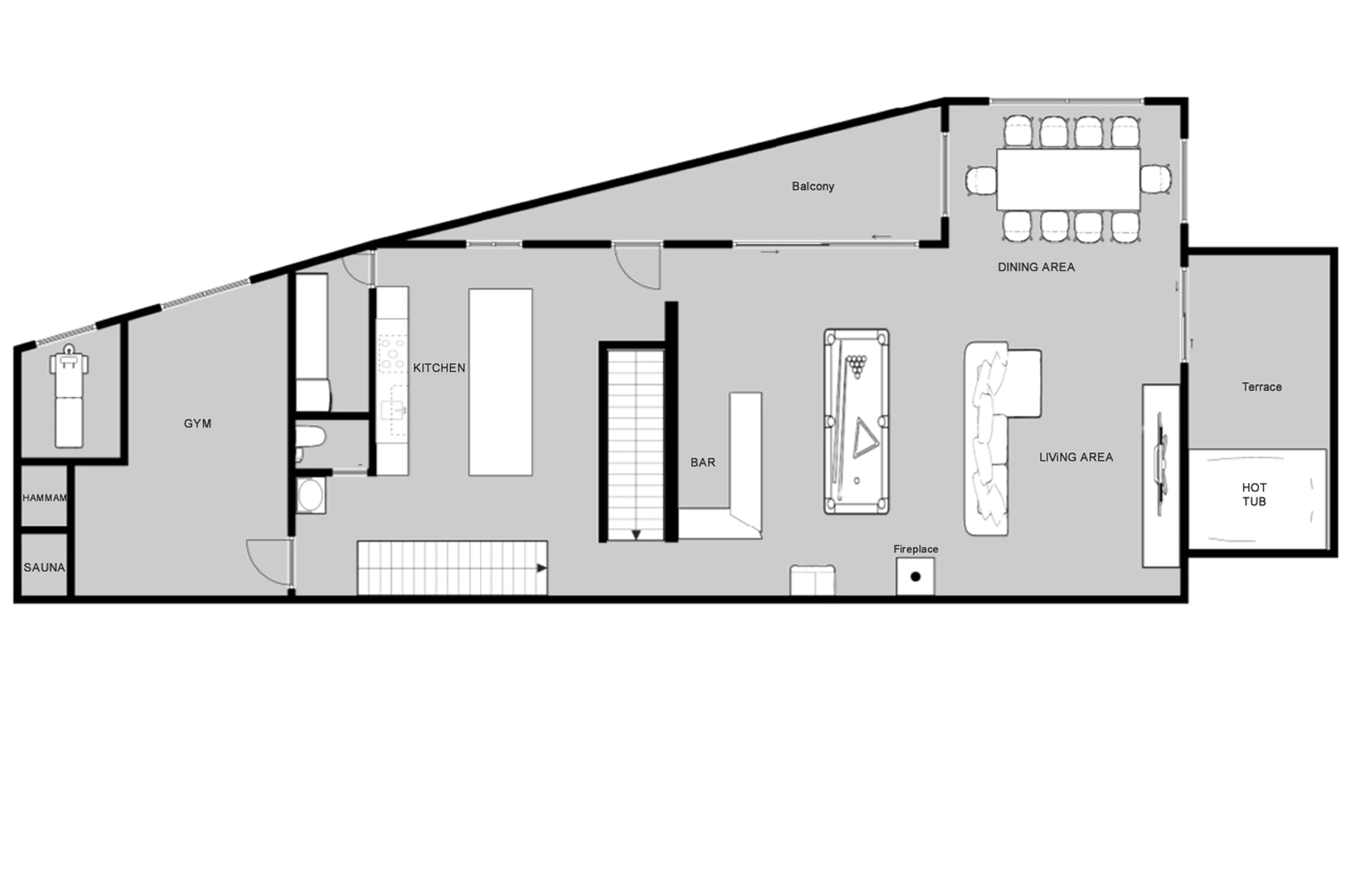 Level 1 floor plan of Rock n Love in Tignes