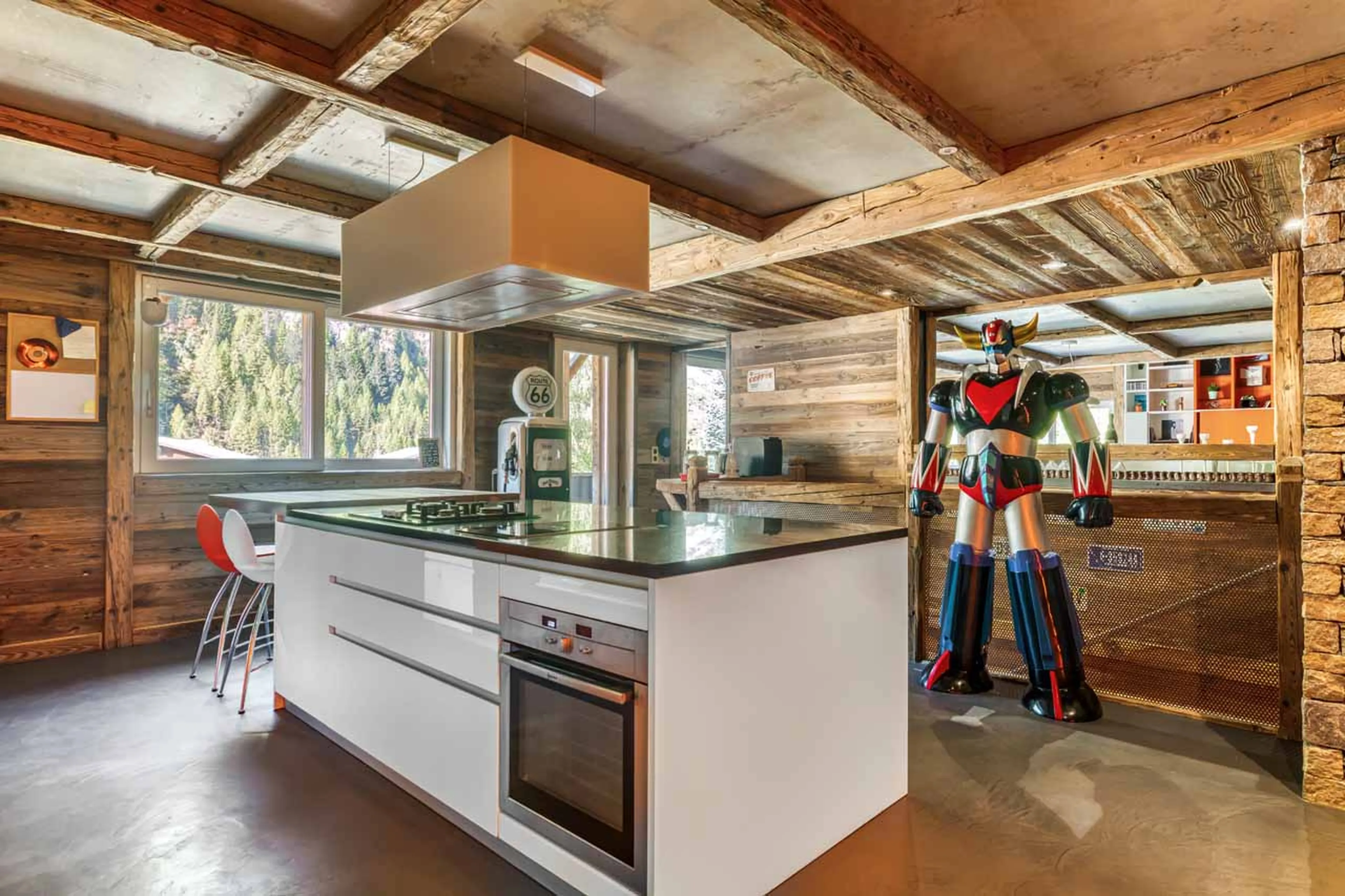Modern decor in kitchen at Chalet Rock n' Love in Tignes