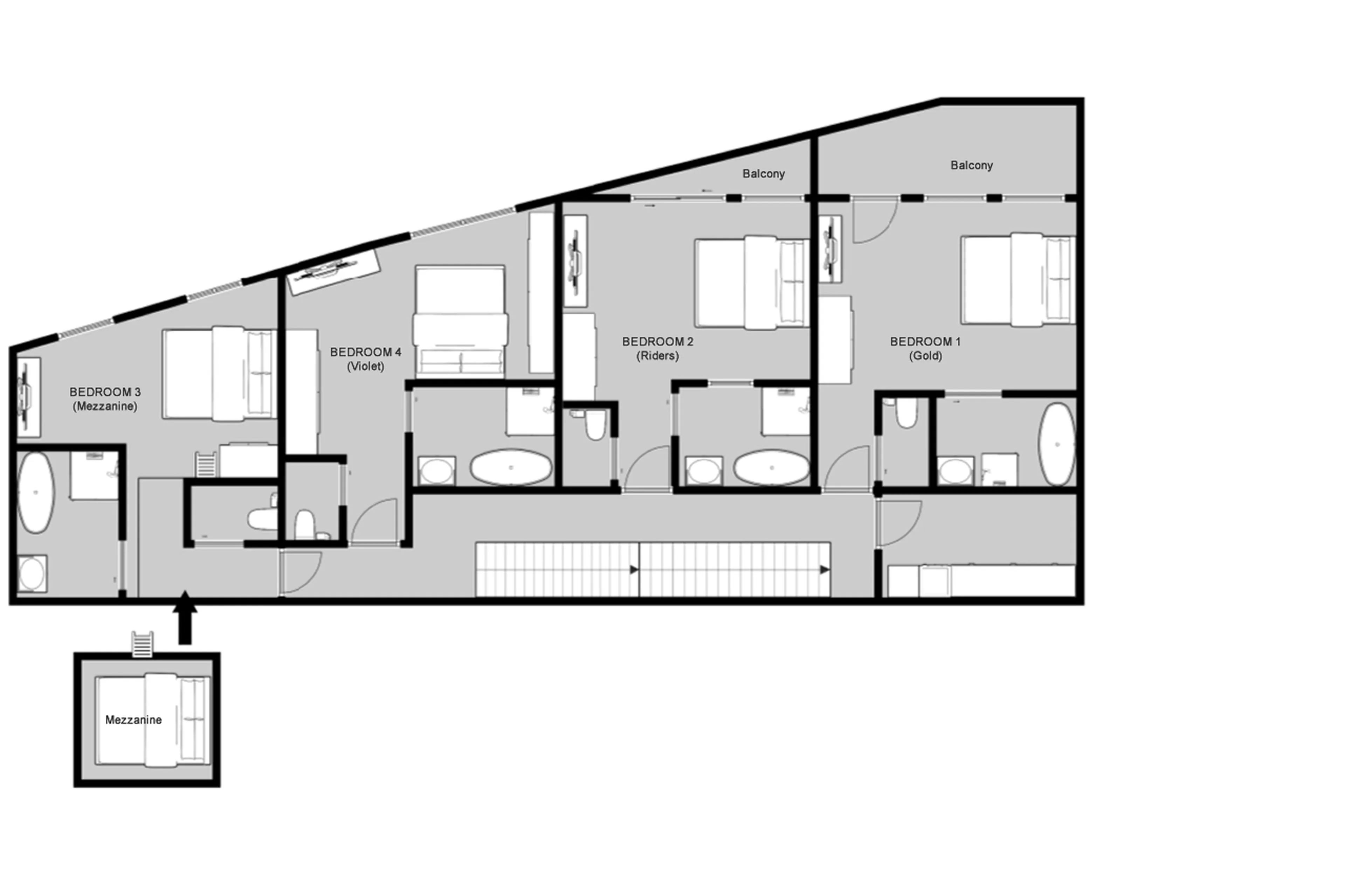 Level 2 floor plan of Rock n Love in Tignes