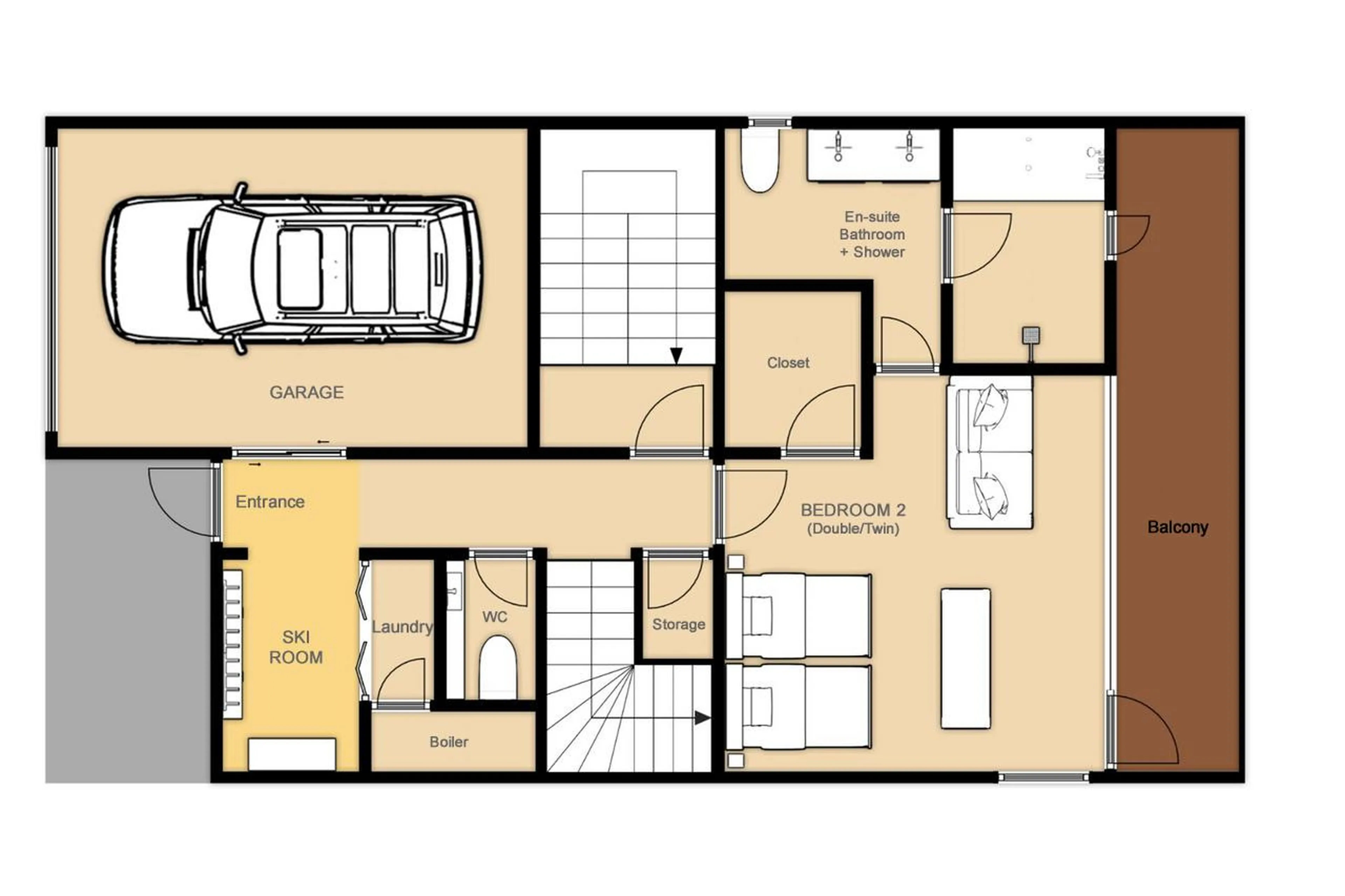 Level 1 floor plan of Chalet Ryon in Niseko