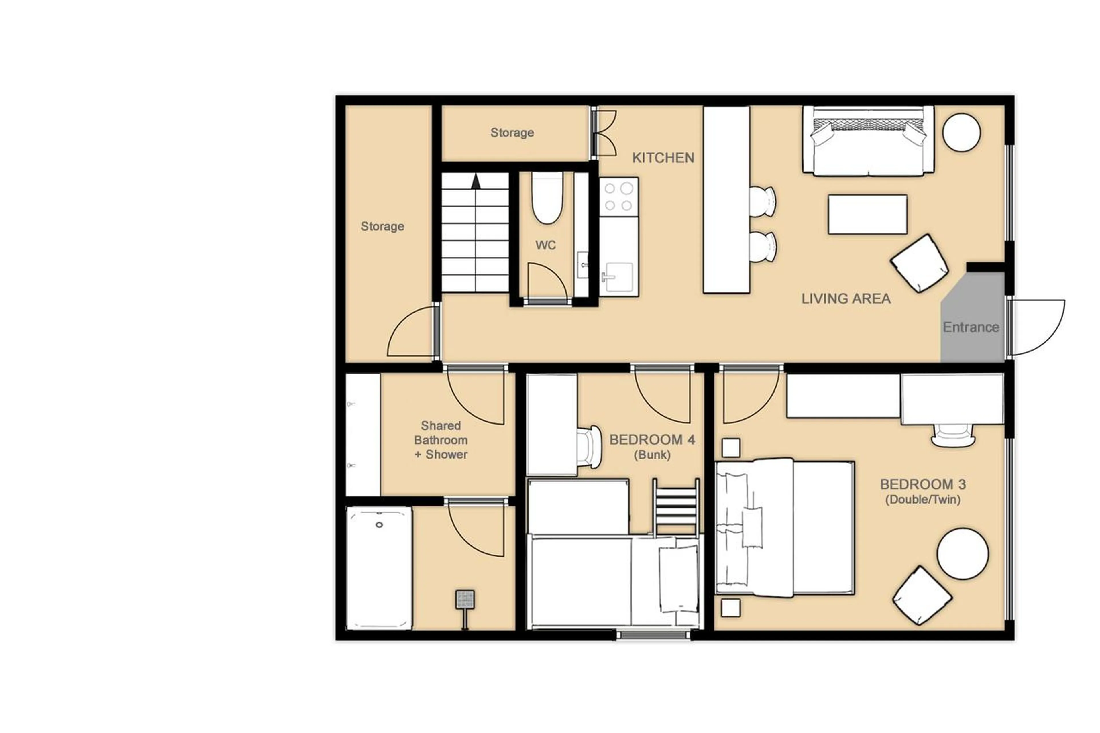 Level 0 floor plan of Chalet Ryon in Niseko