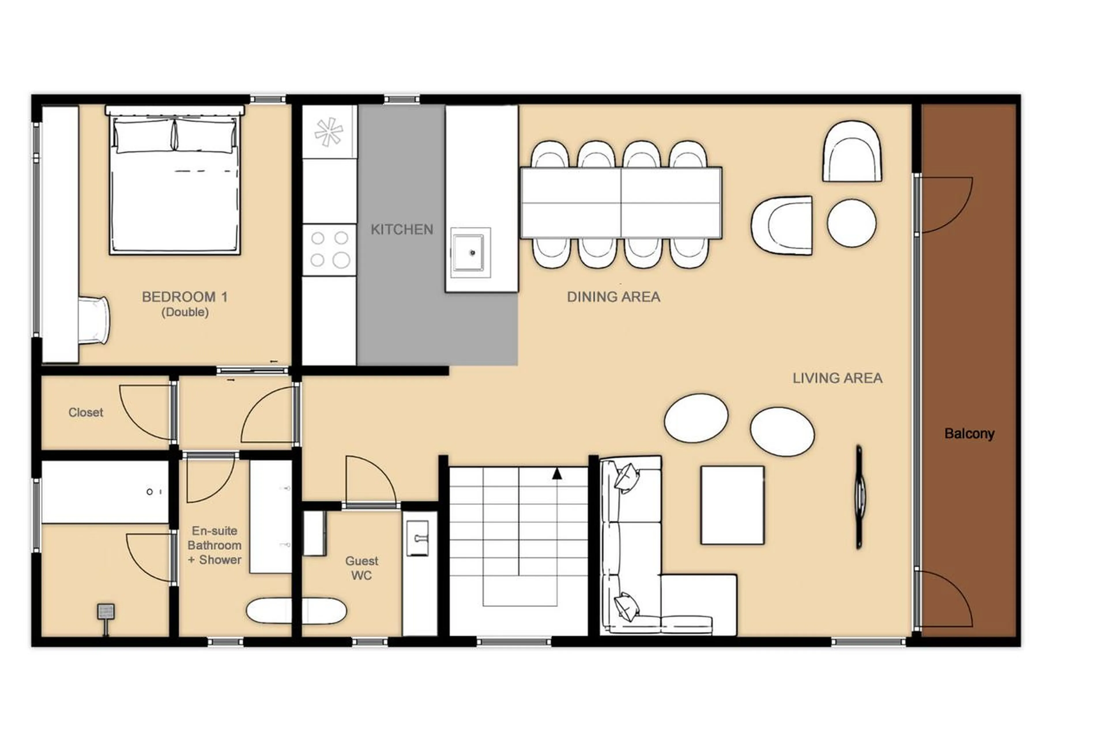 Top level floor plan of Chalet Ryon in Niseko