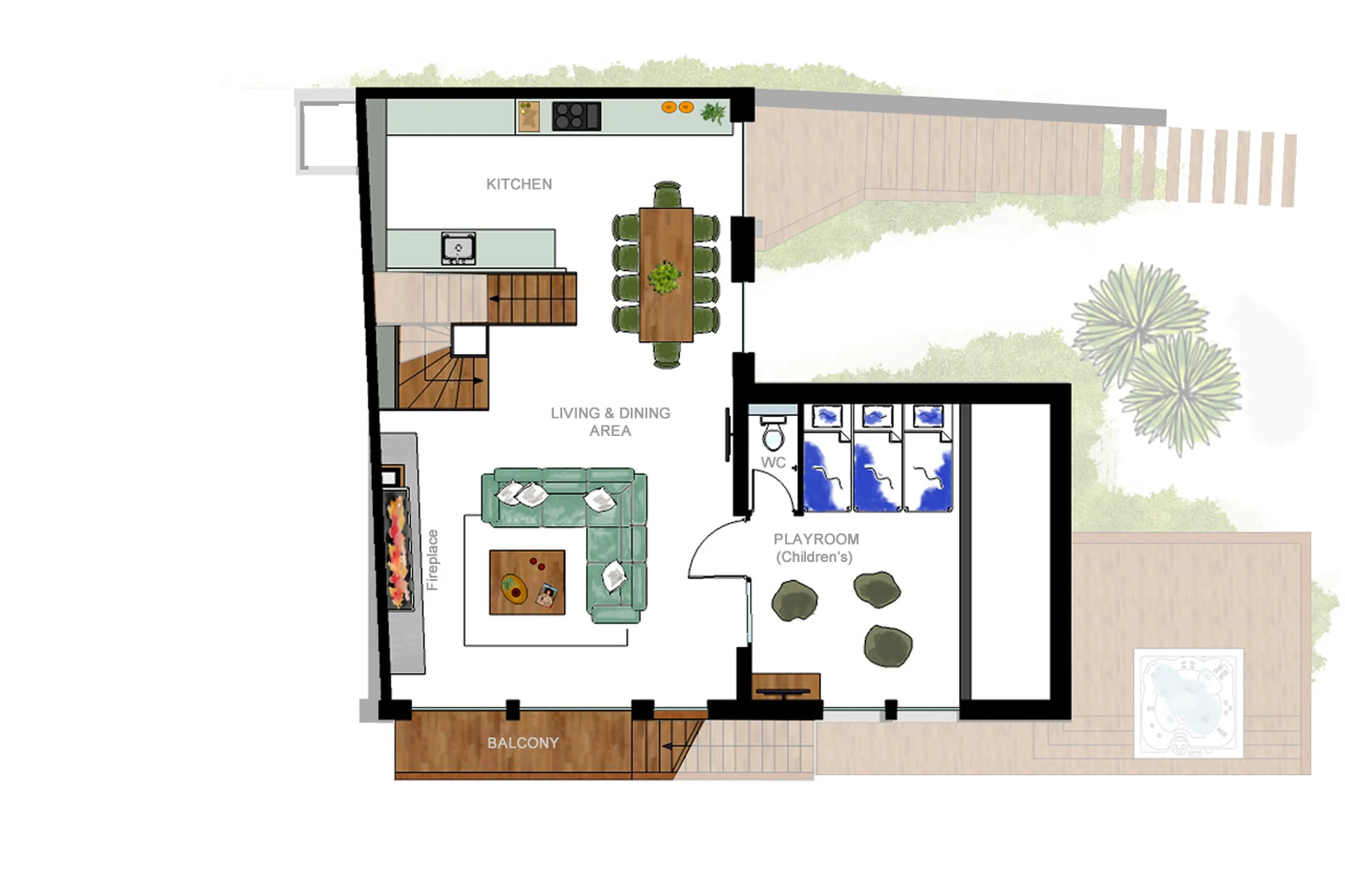 Level 2 floor plan of Chalet Rytola in Chamonix