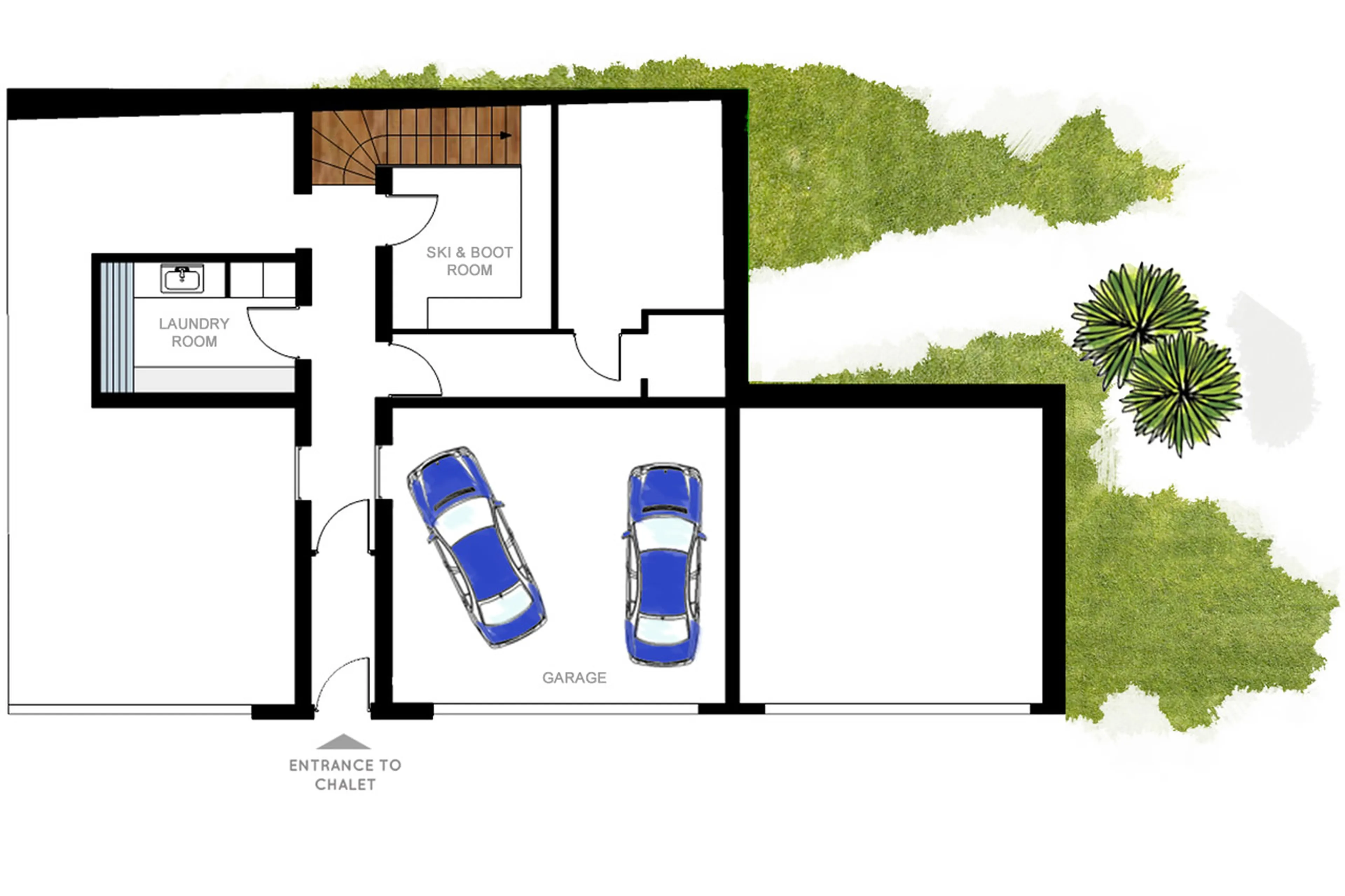 Level -1 floor plan of Chalet Rytola in Chamonix
