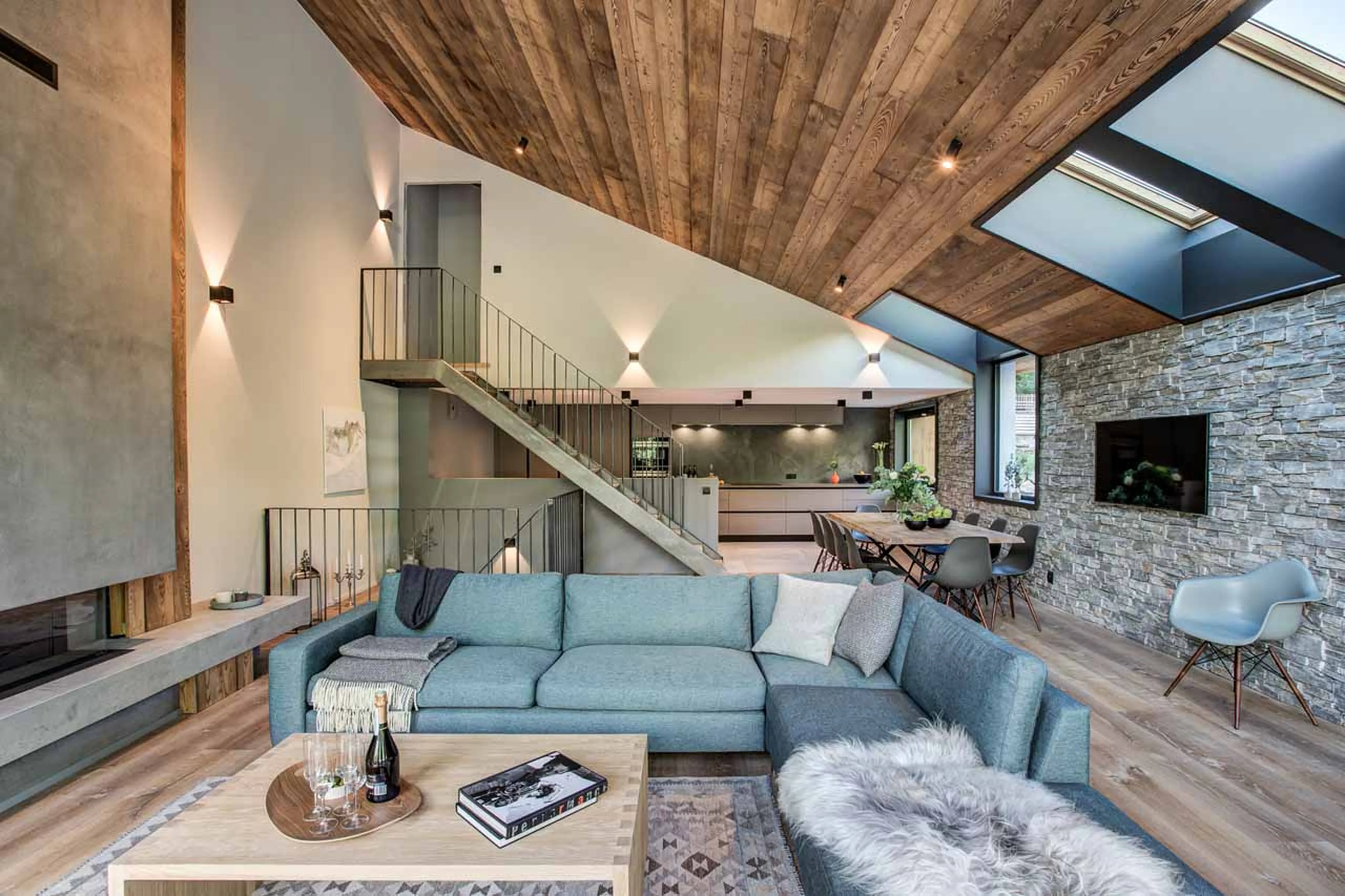 Living room at Open plan living area at Chalet Rytola