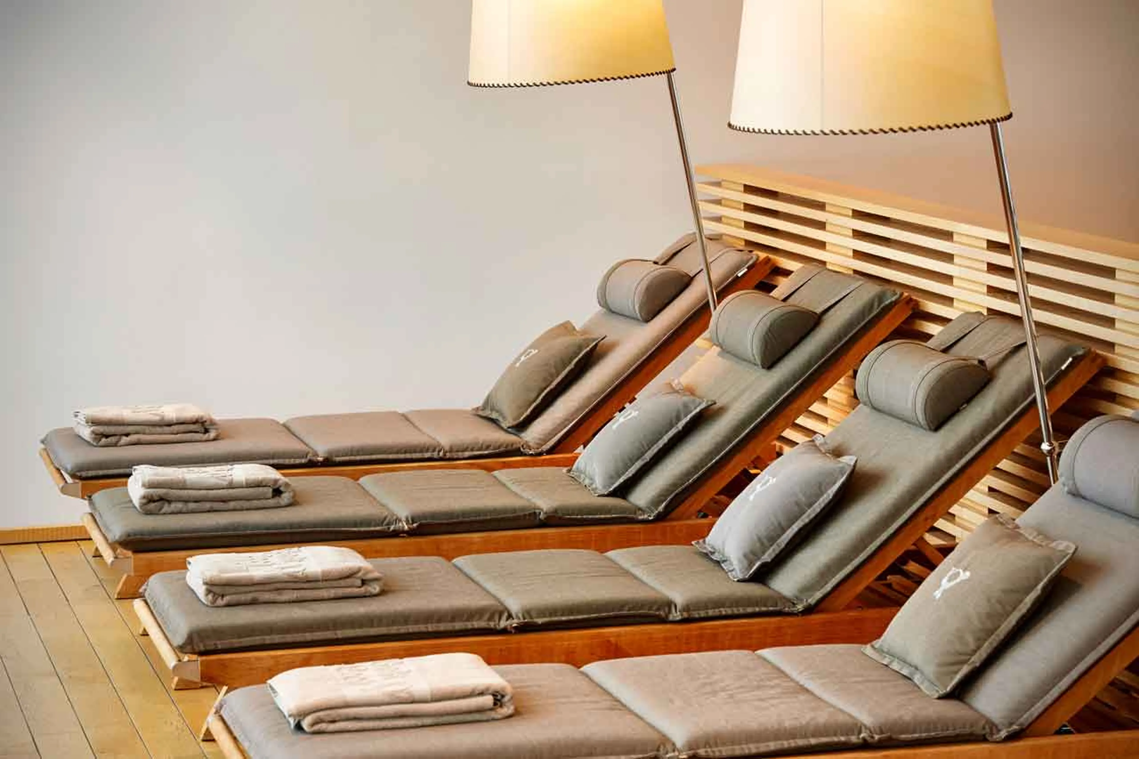 Loungers in the hotel spa at Chalet Saege in Lech