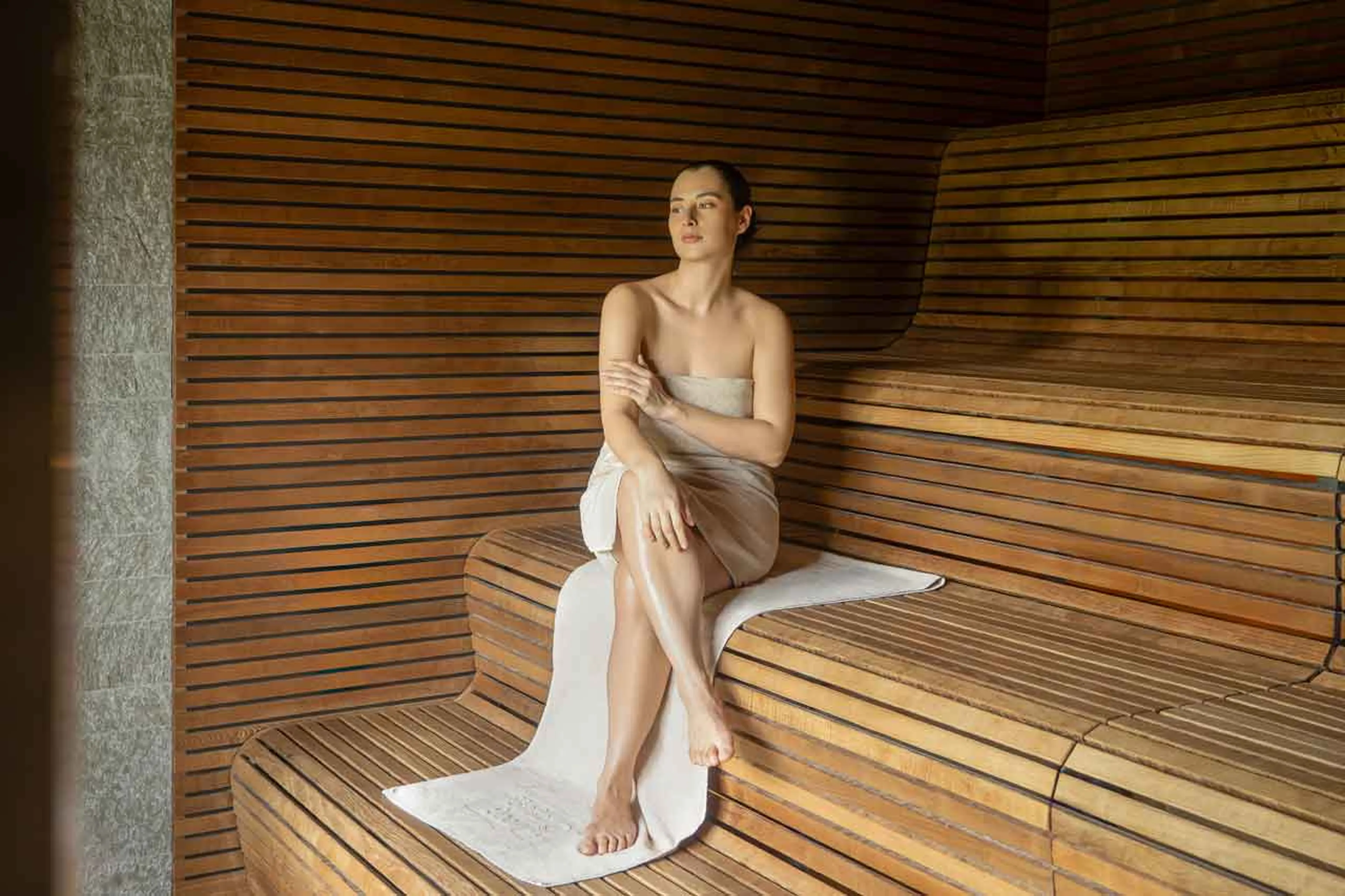 Sauna in the hotel spa at Chalet Saege in Lech