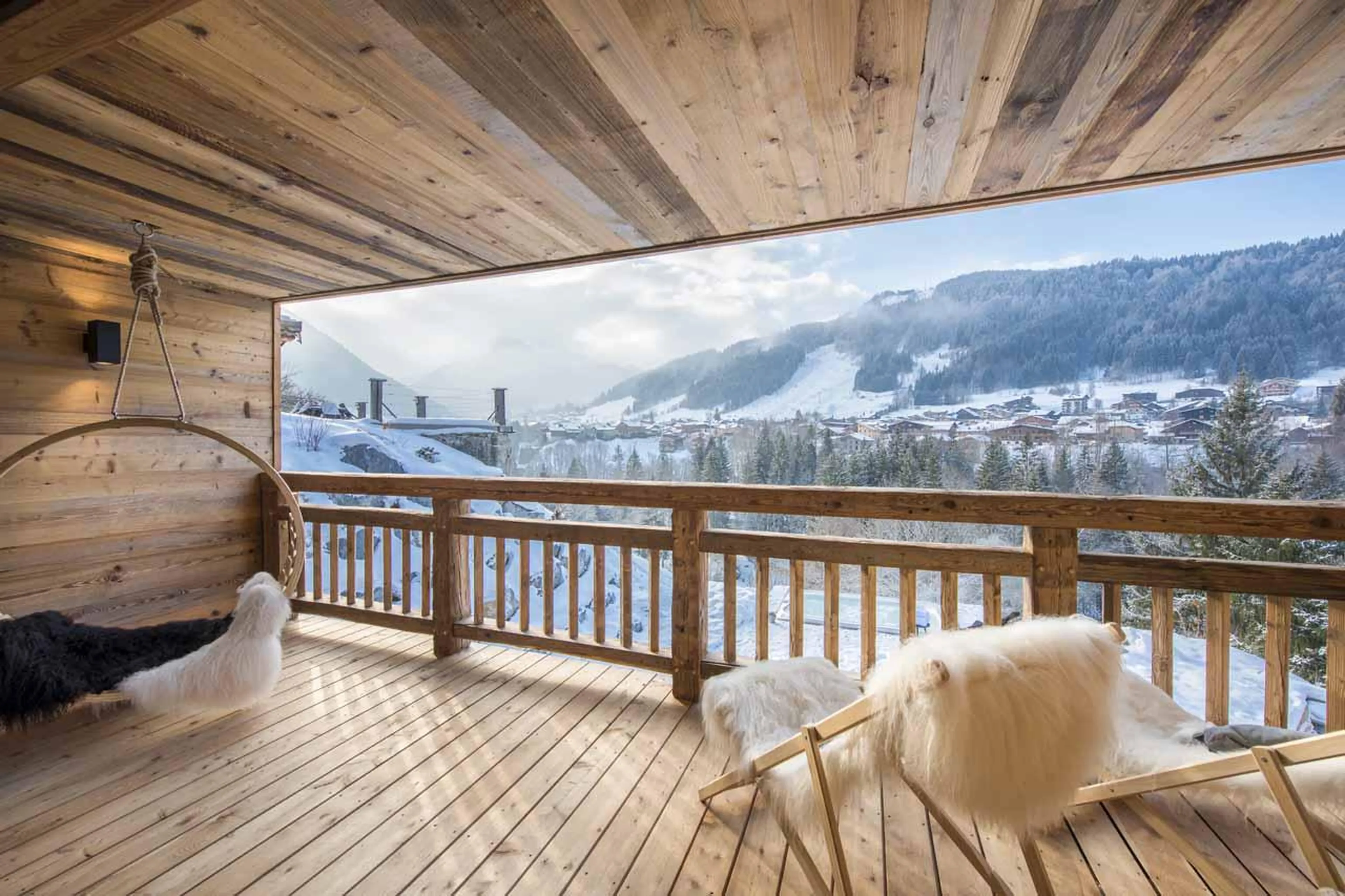 Balcony with panoramic views at the Sapphire Estate in Morzine