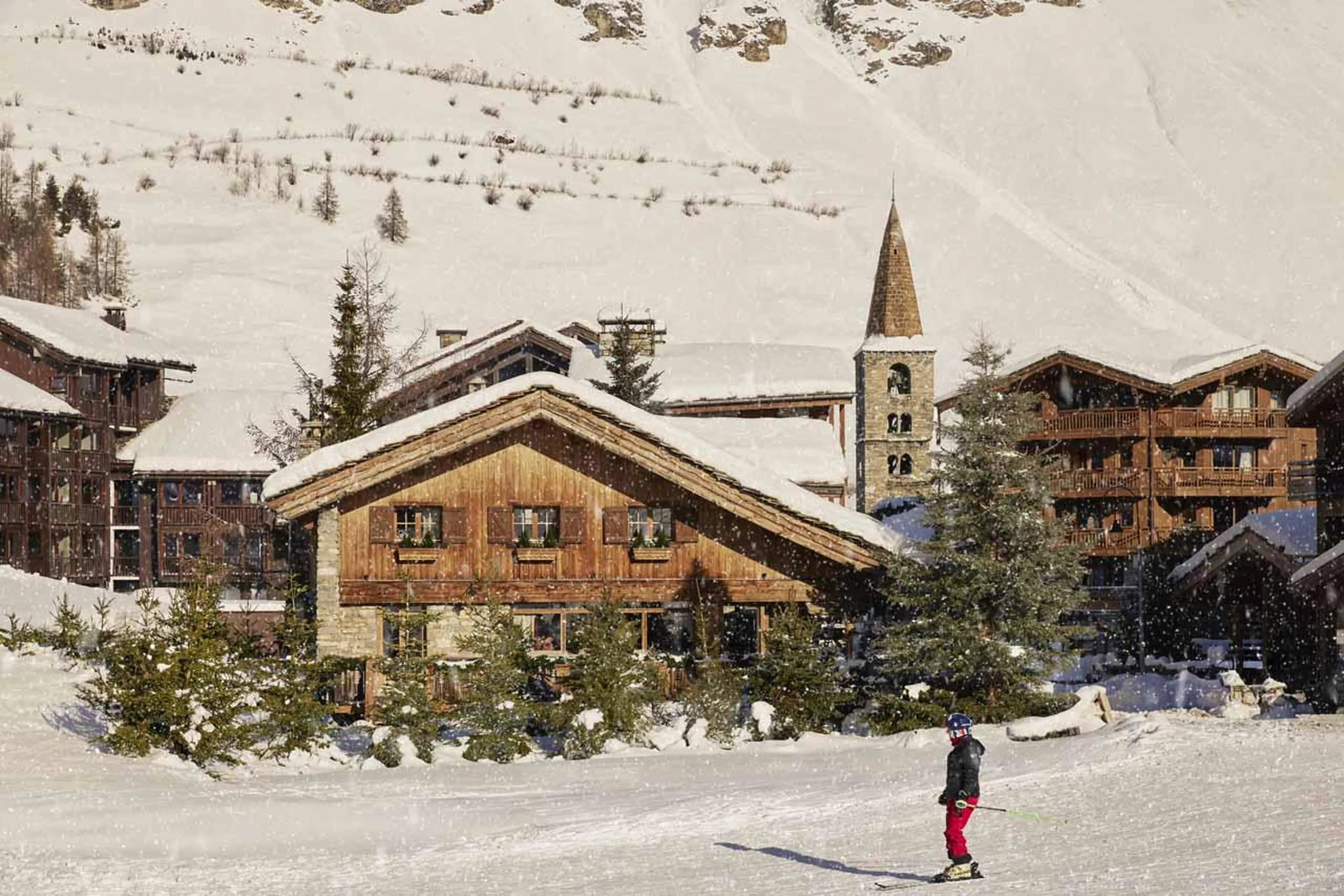 Exterior of Chalet Schuss, Val d'Isere in the snow