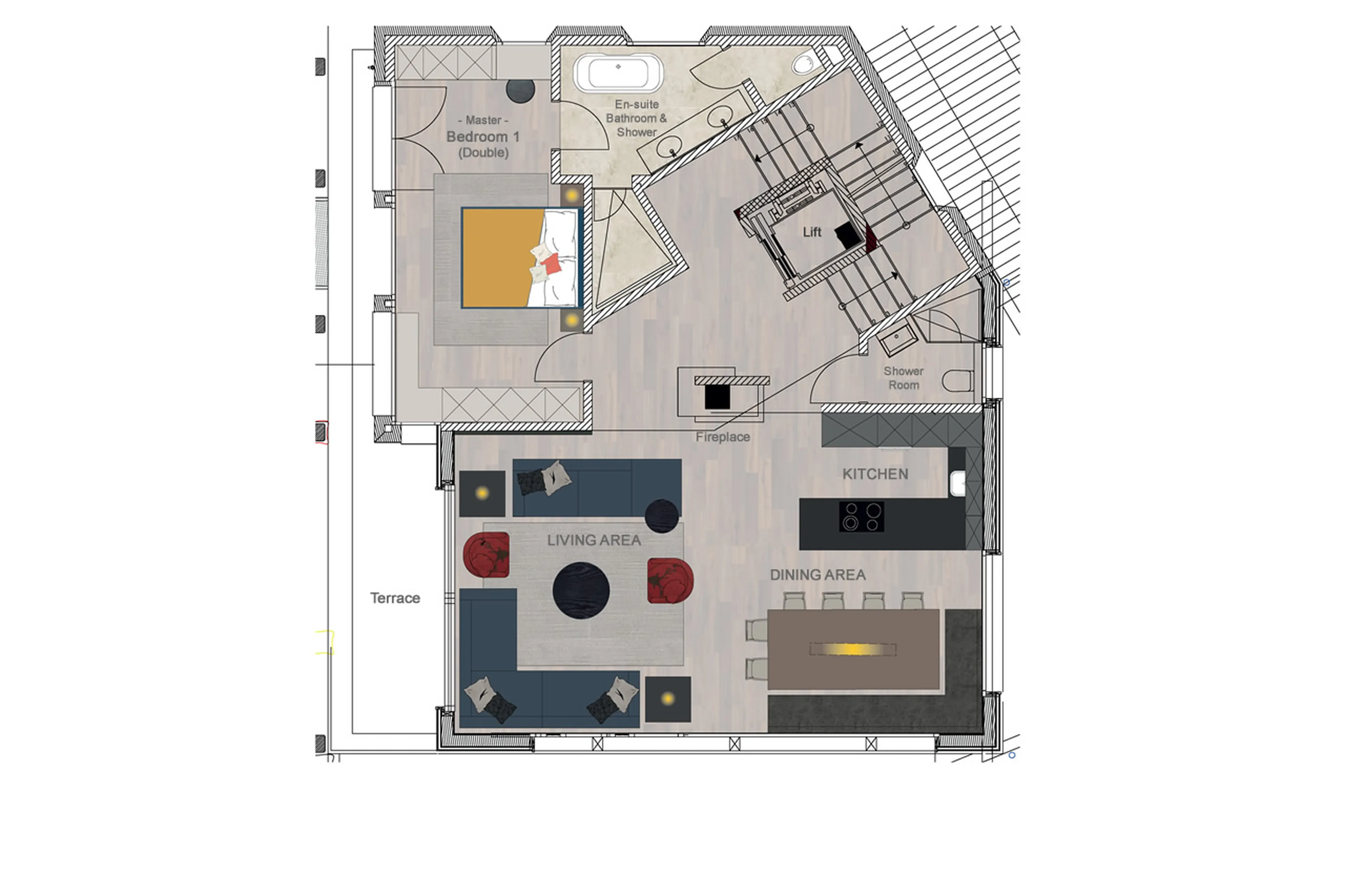 Level 2 floor plan of Chalet Seehorn in Davos