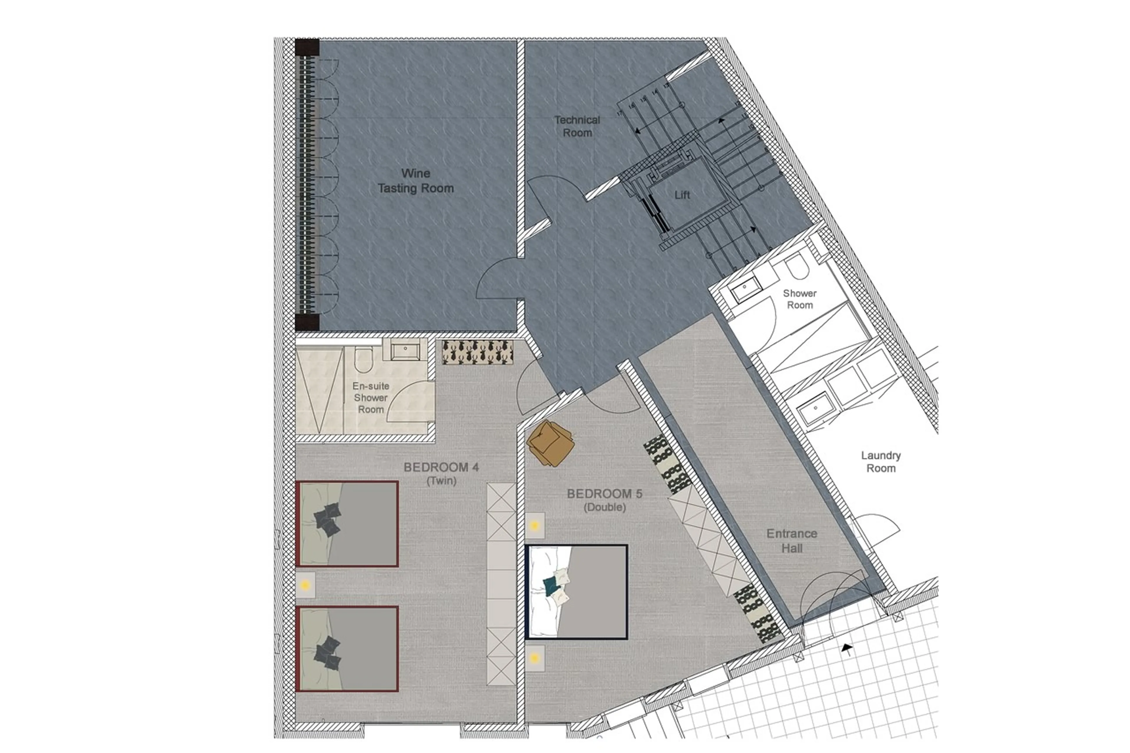 Level 0 floor plan of Chalet Seehorn in Davos