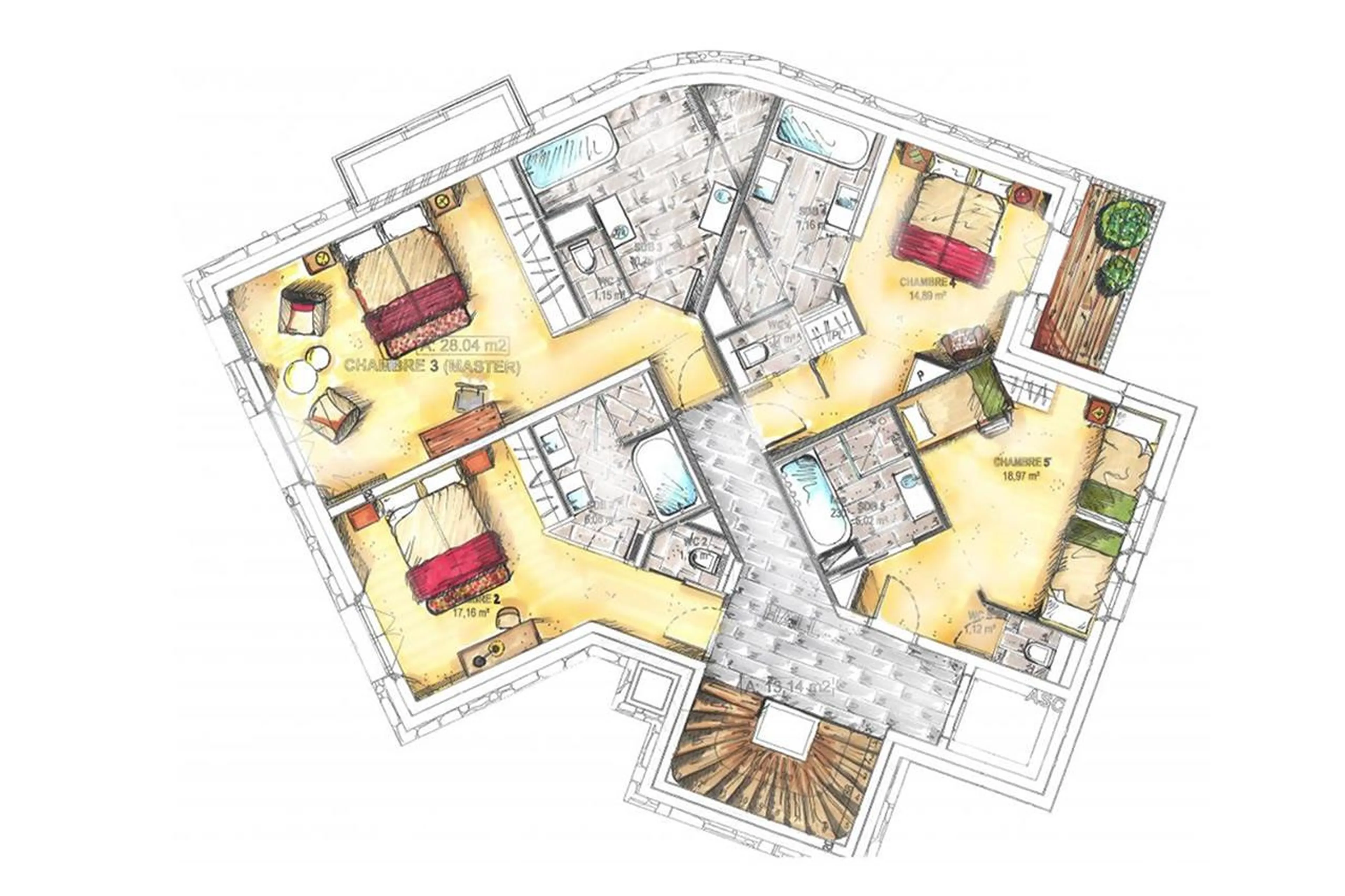 Level 1 floor plan of Chalet Sequoia in Val d’ Isere