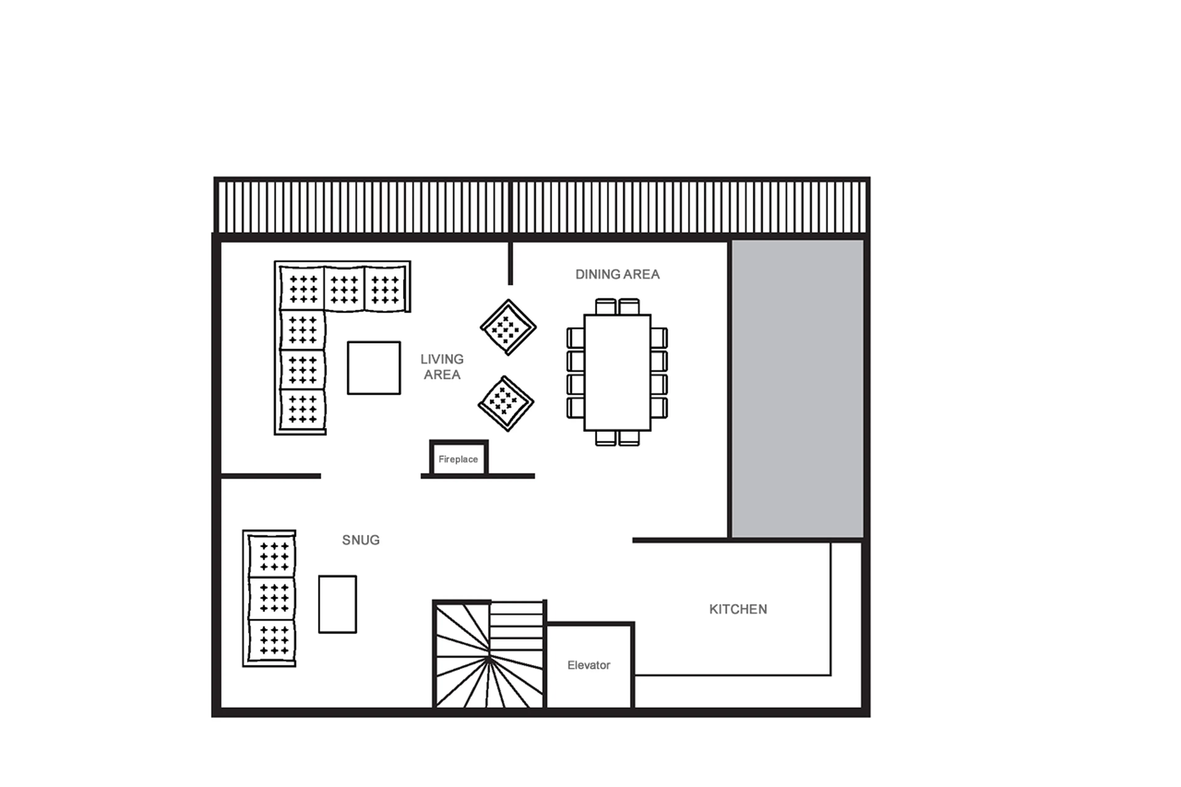 Level 2 floor plan of Chalet Serendipity in Meribel
