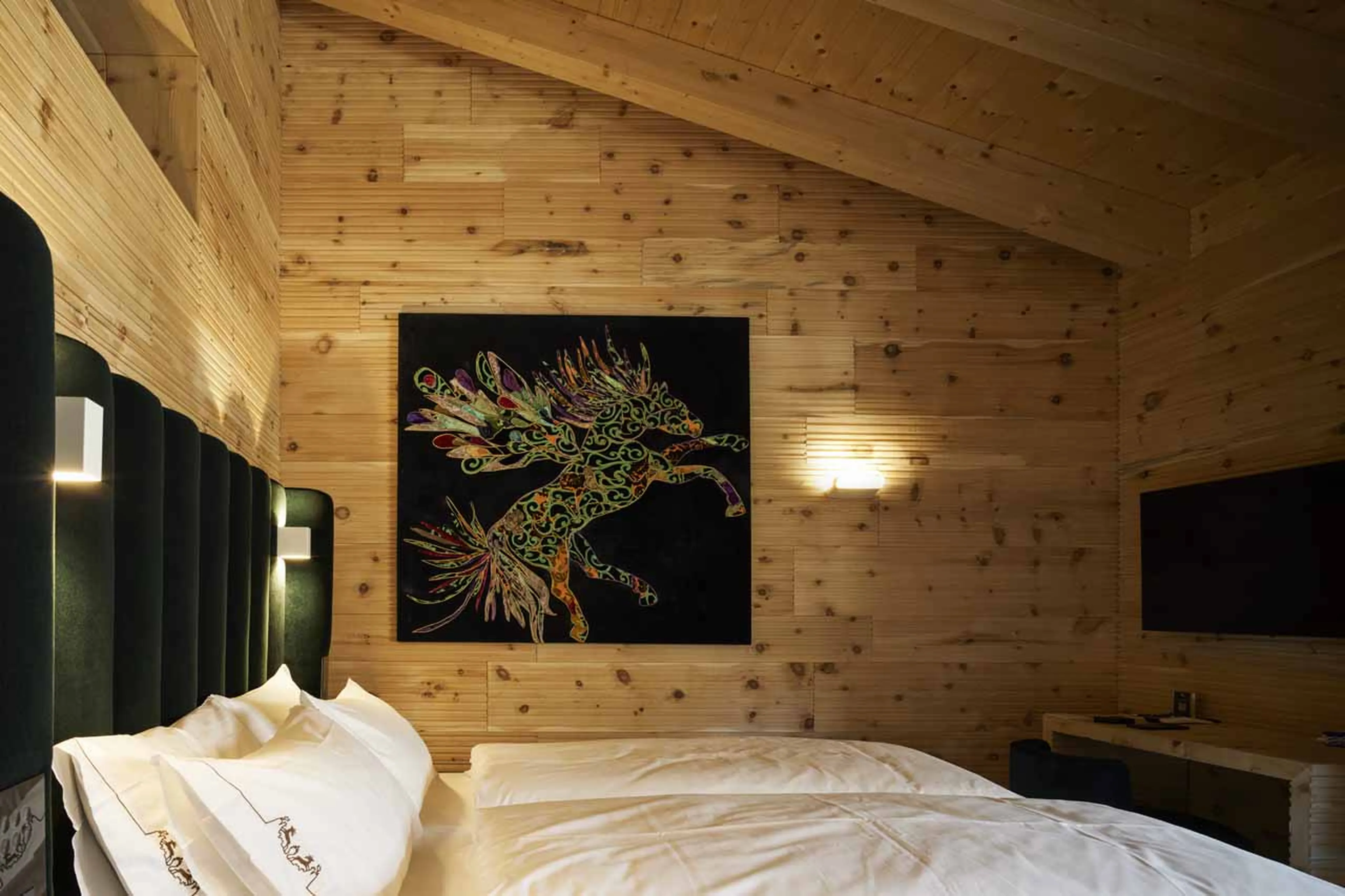 Artwork in bedroom at Chalet Serge in Cortina