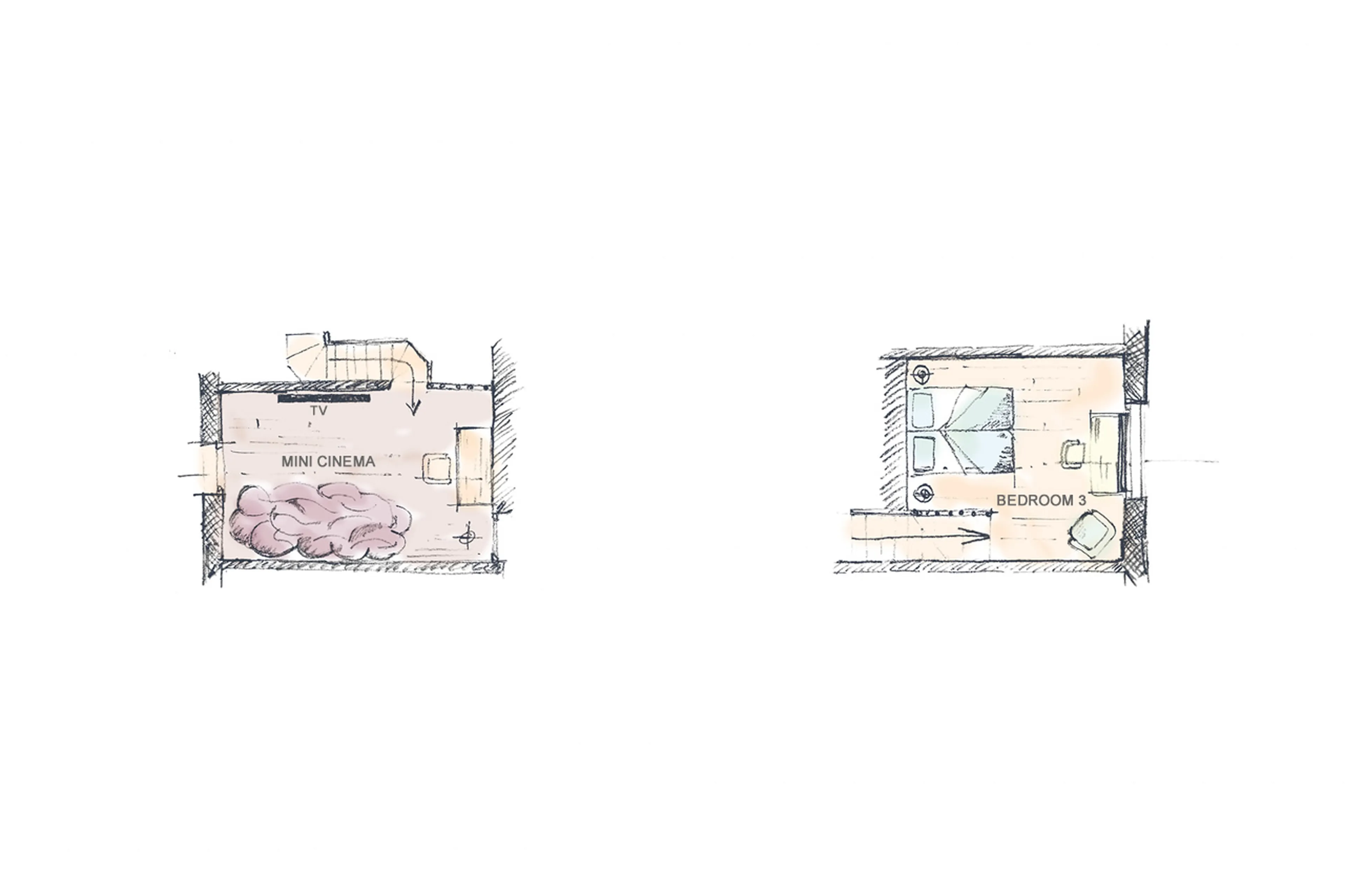 Mezzanine level floor plan of Chalet Serge in Cortina d'Ampezzo