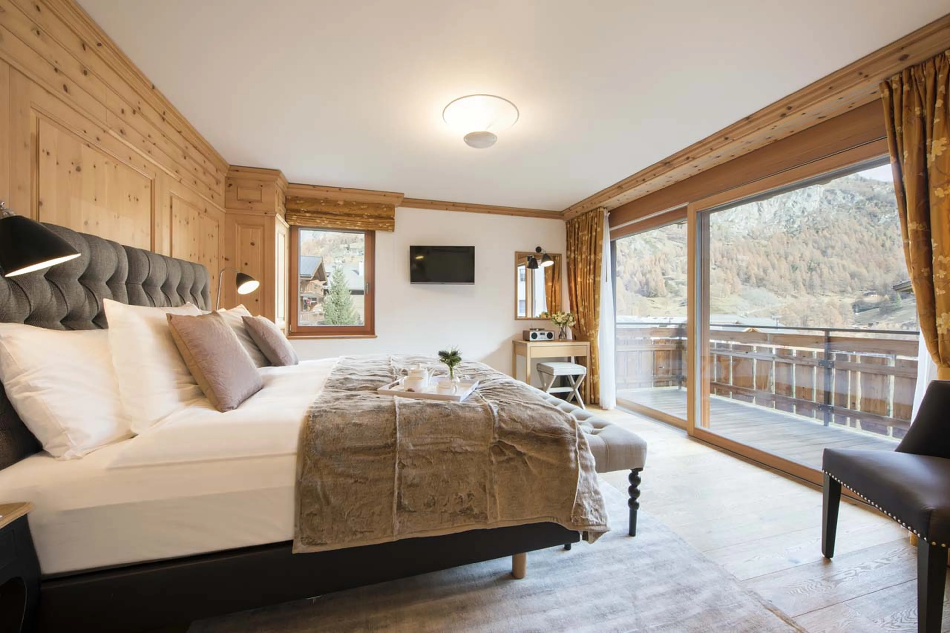 Bedroom two balcony at Chalet Shalimar in Zermatt