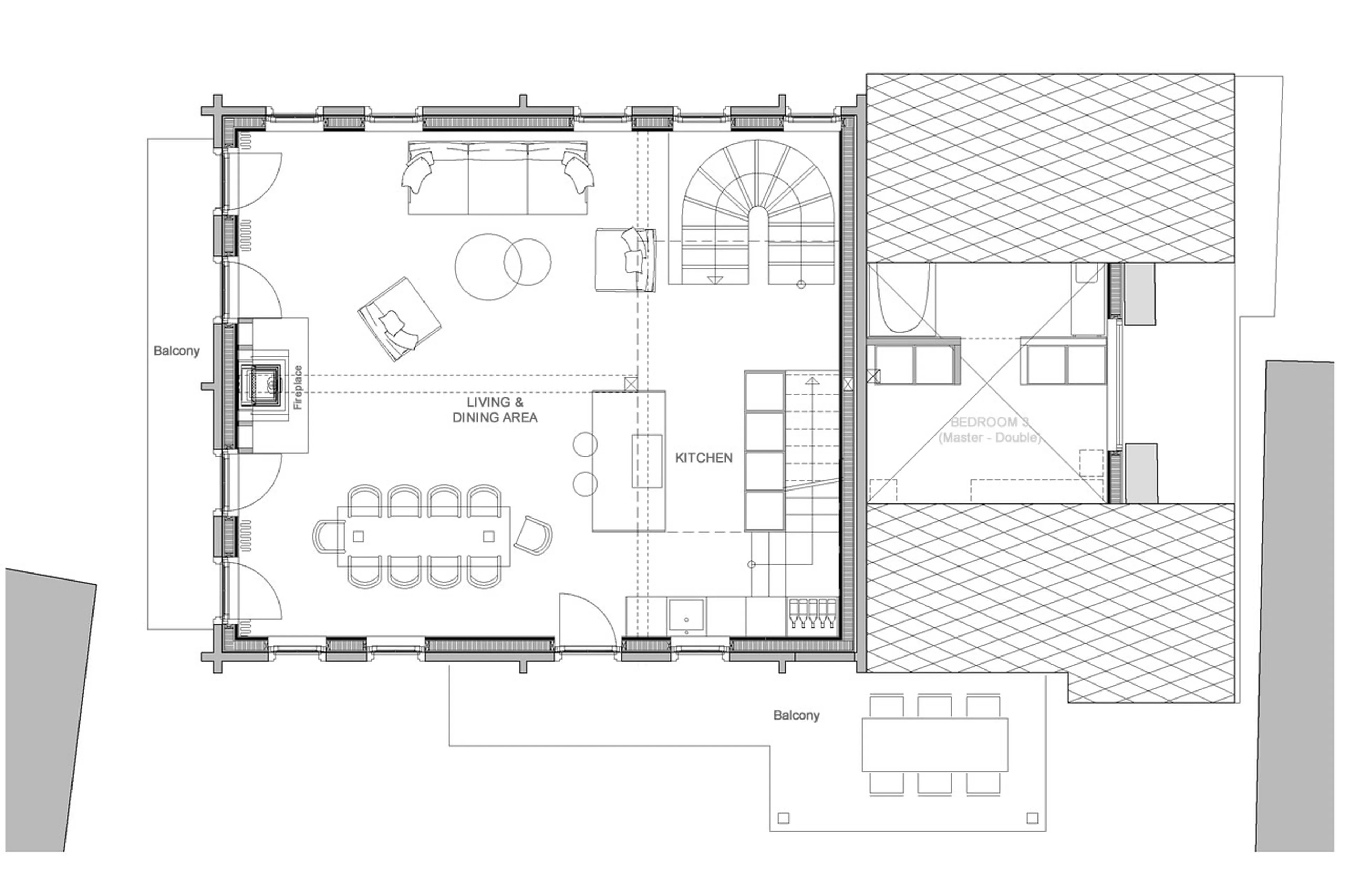 Level 2 floor plan of Chalet Simon in Saas Fee