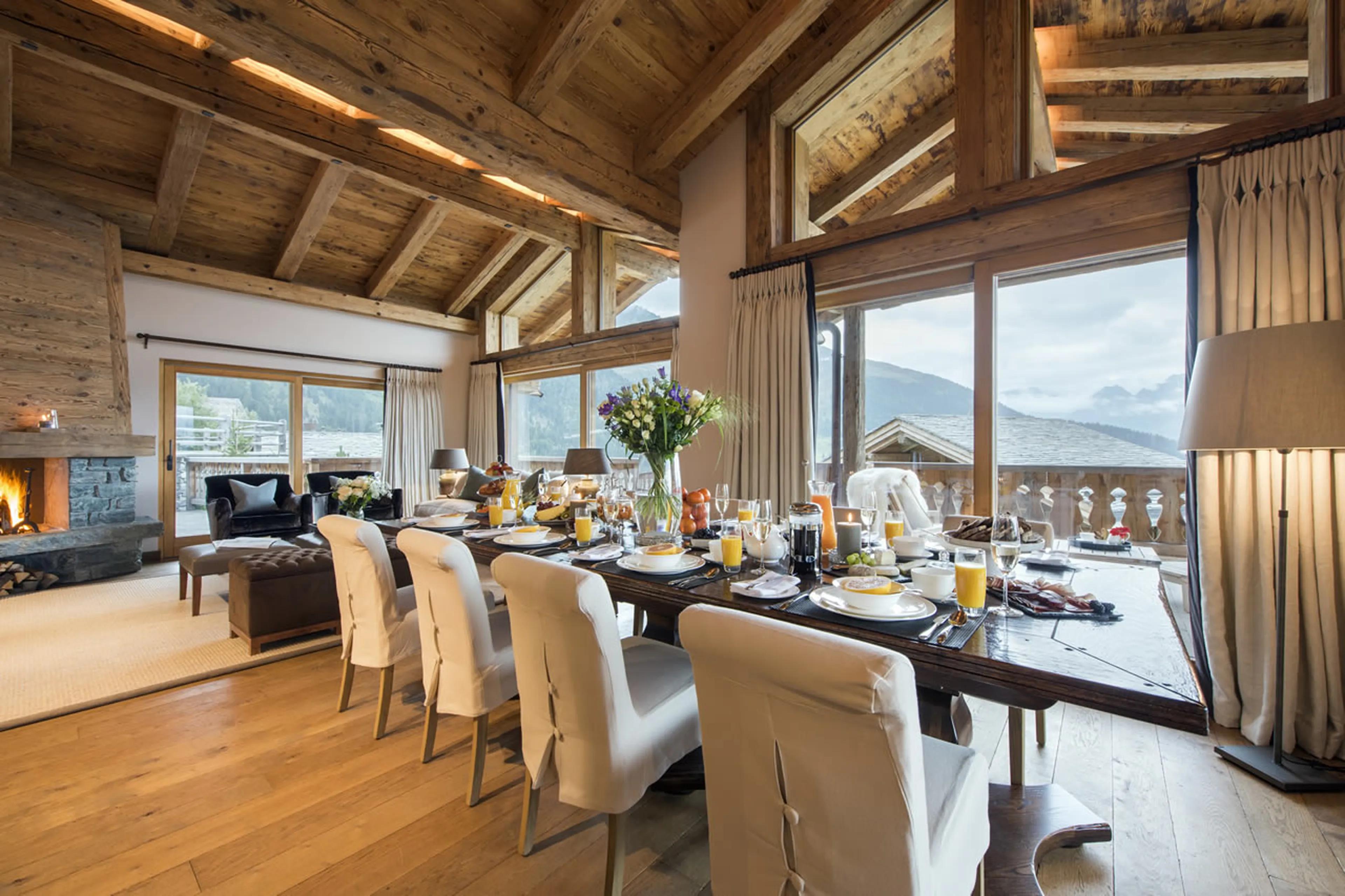Views from dining table at Chalet Sirocco in Verbier