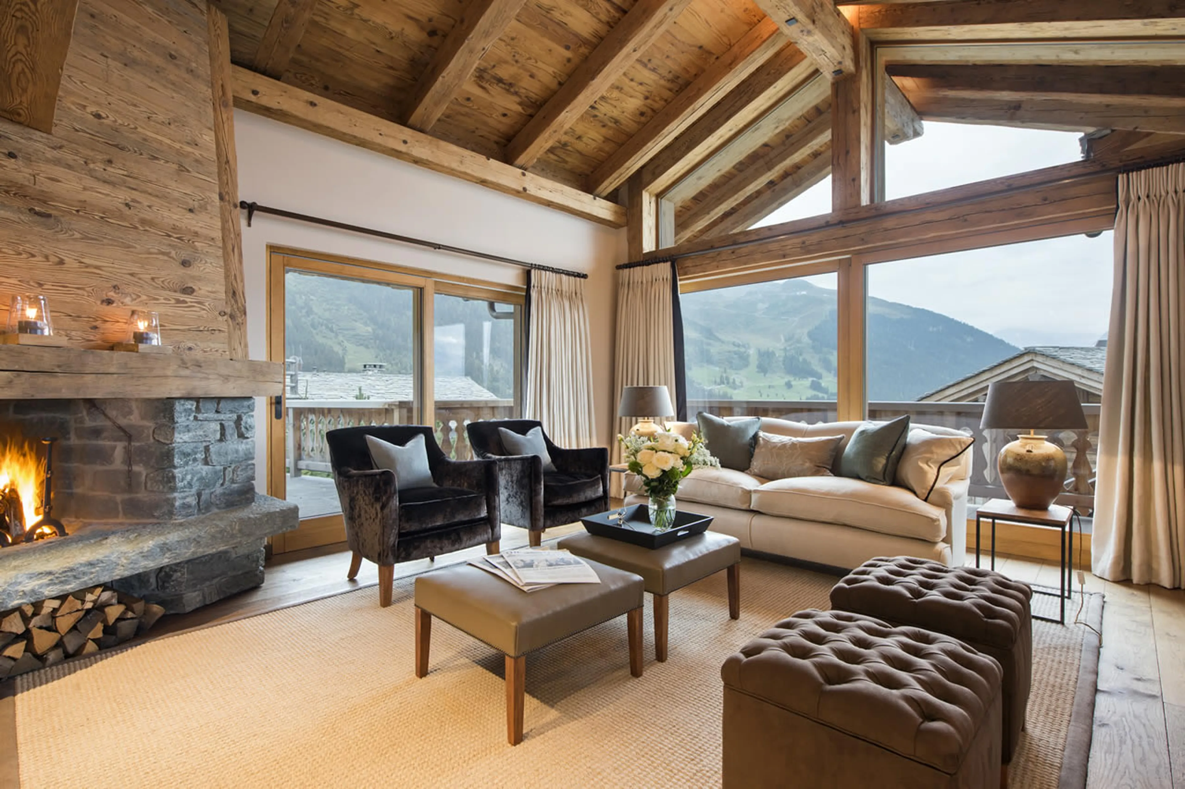 Open plan living and dining room at Alpine Estate in Verbier