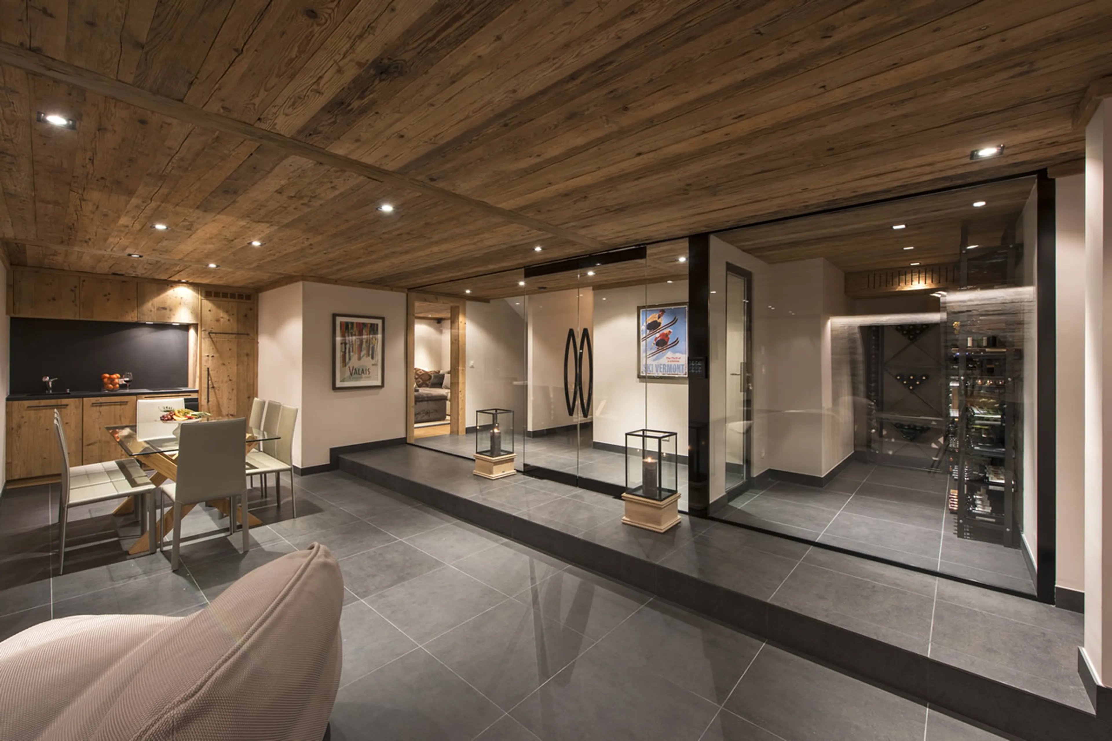 Spa entrance at Alpine Estate in Verbier