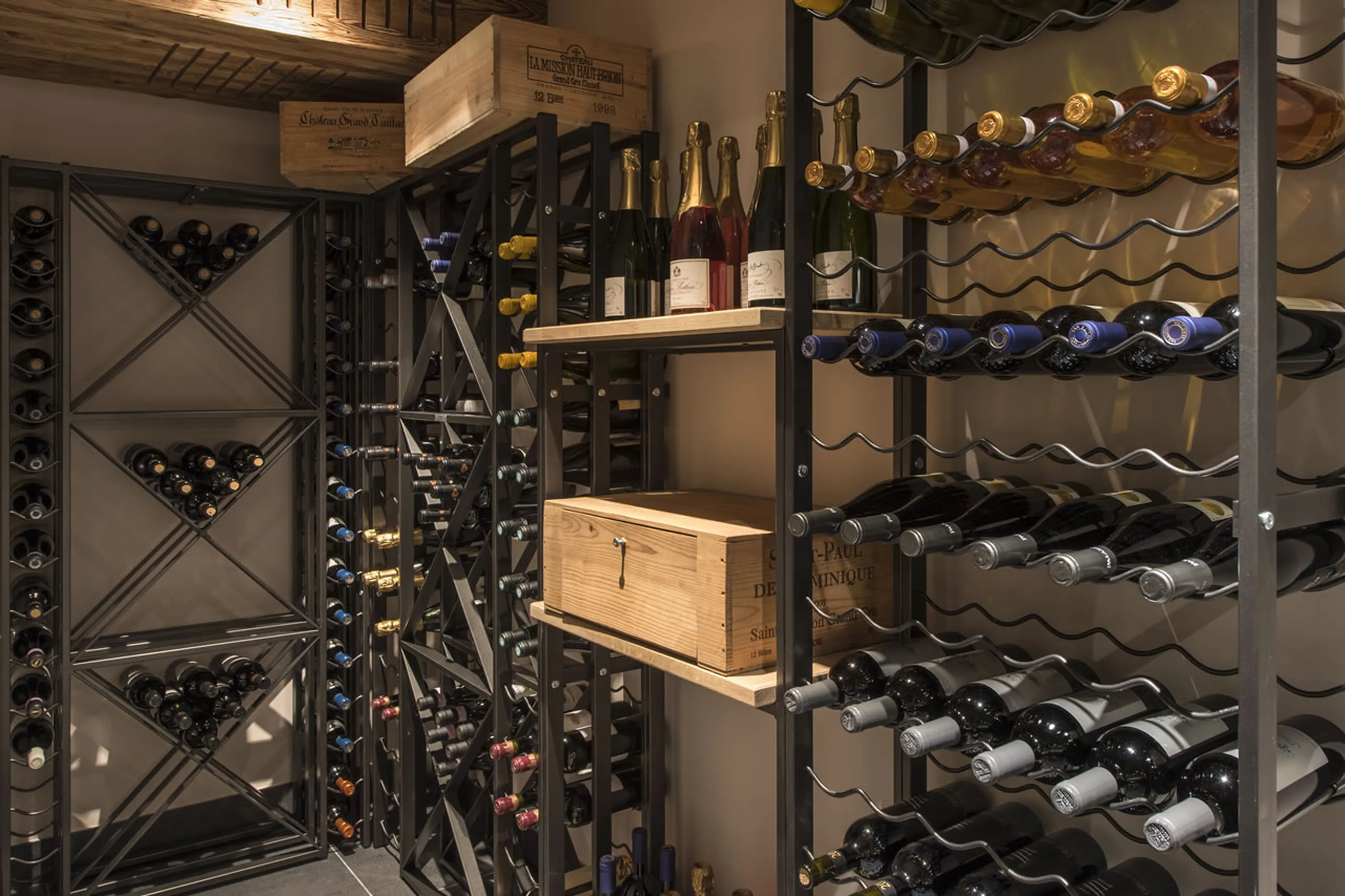 Variety of wines at Chalet Sirocco in Verbier