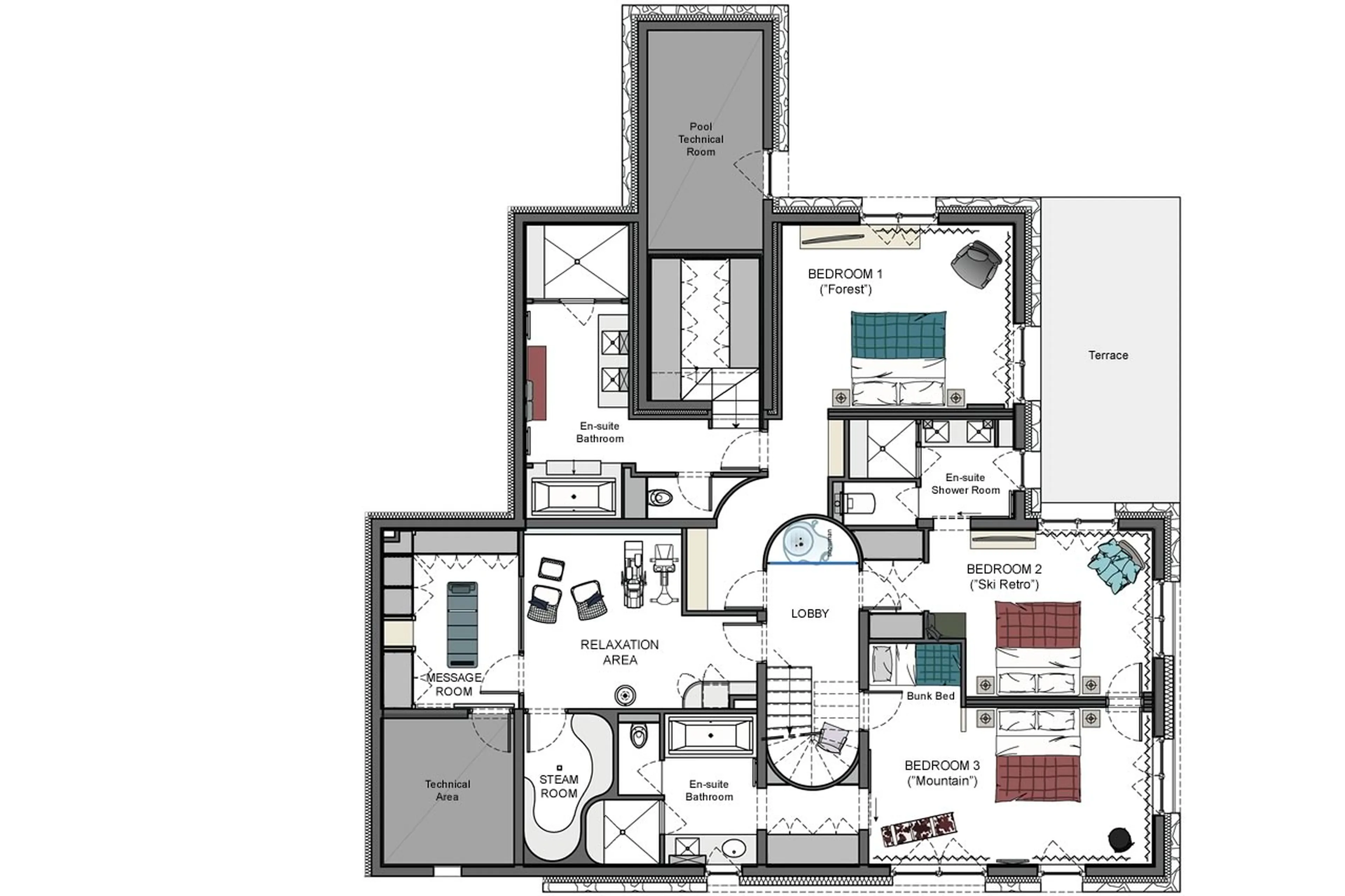 Garden floor plan of Chalet Sisimiut in Courchevel 1550