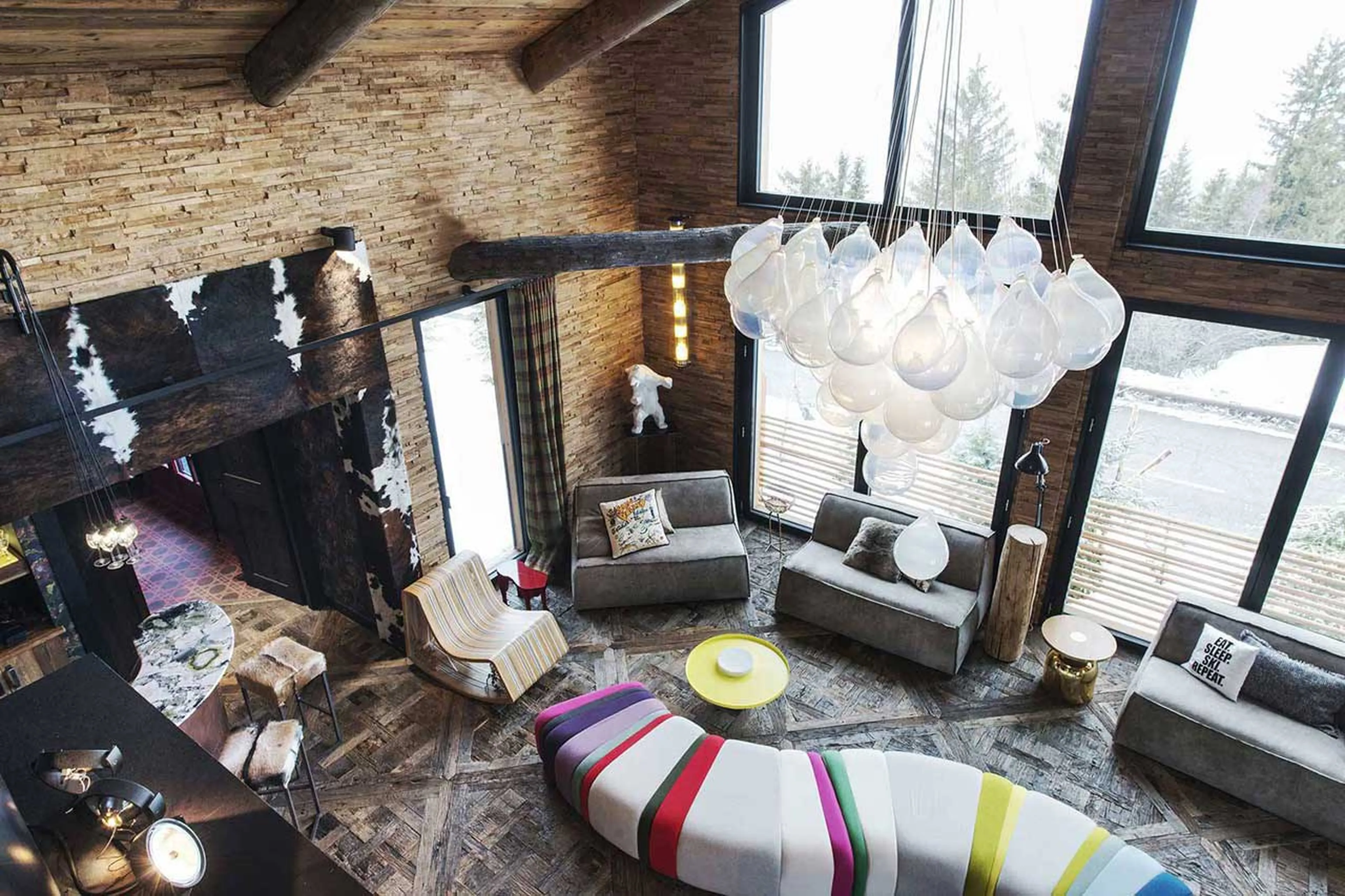 Mountain views from living area of Chalet Sisimiut in Courchevel 1550