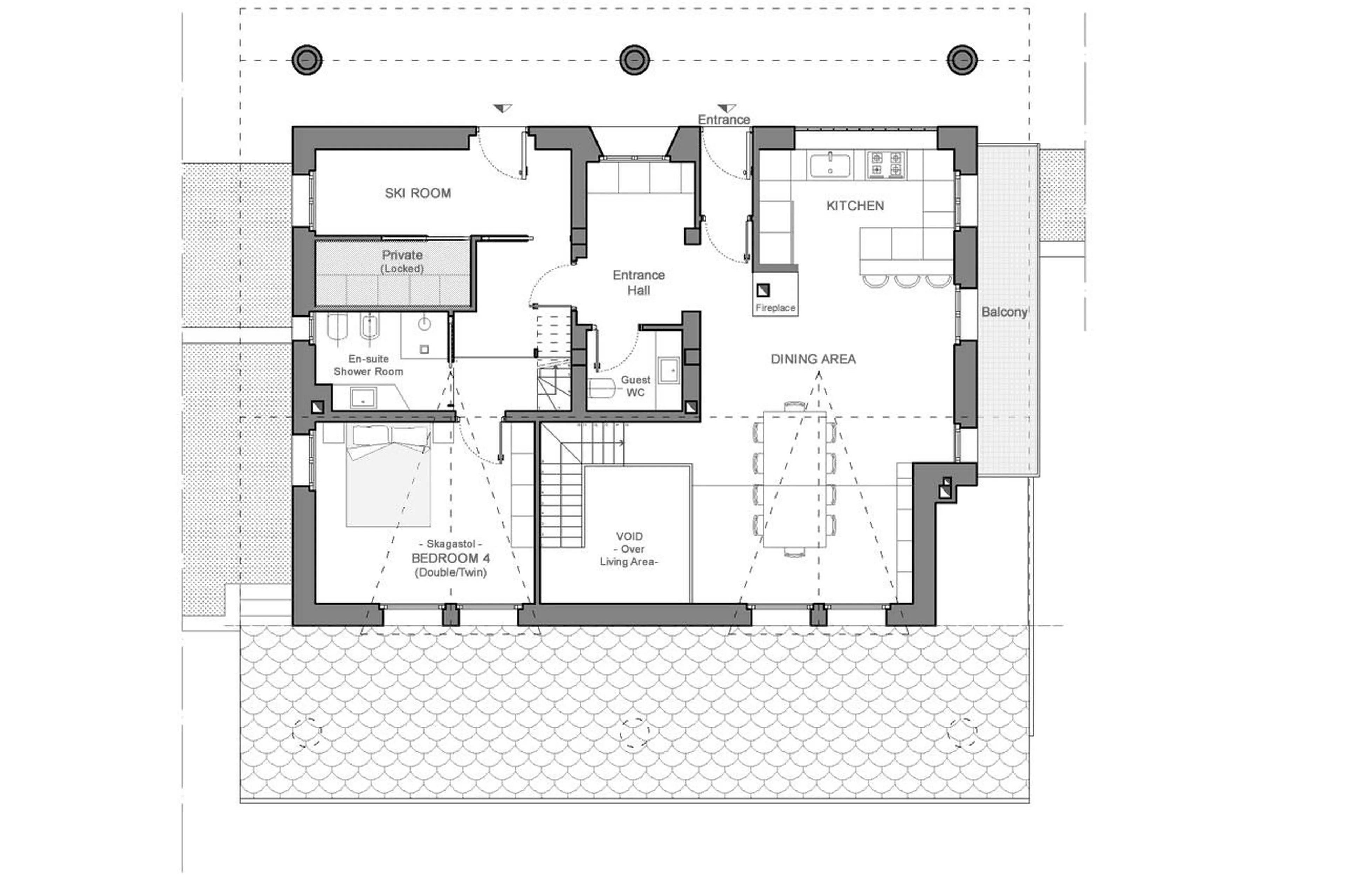 Level 2 floor plan of Chalet Snostorm in Valtournenche