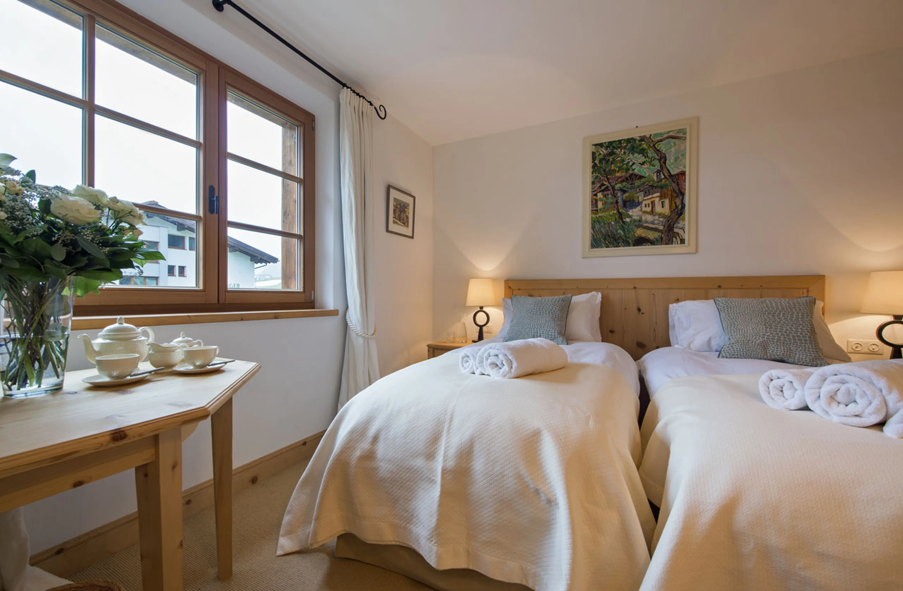 Twin beds at Chalet Soline in St Anton