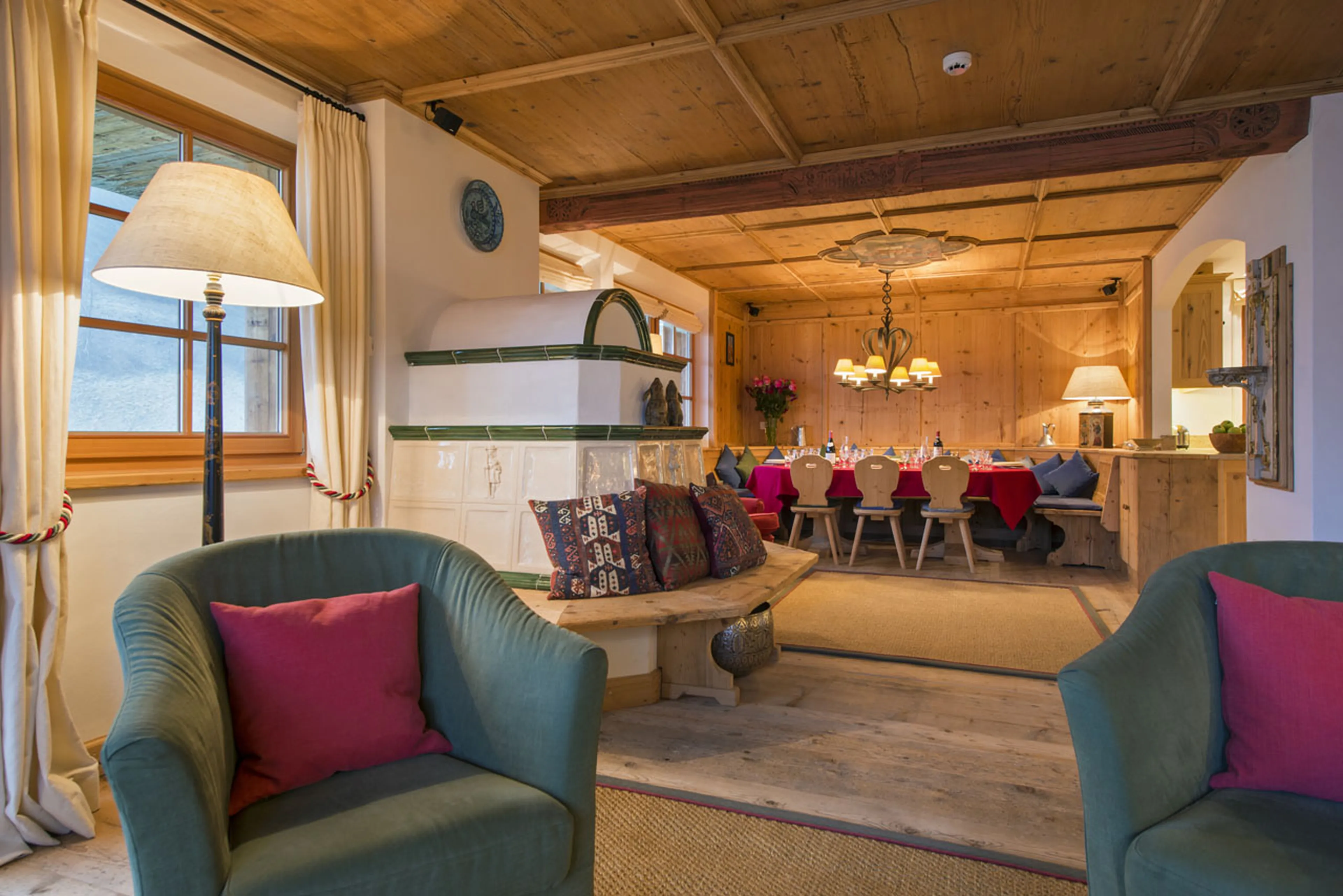 View of dining area from living room at Chalet Soline in St Anton