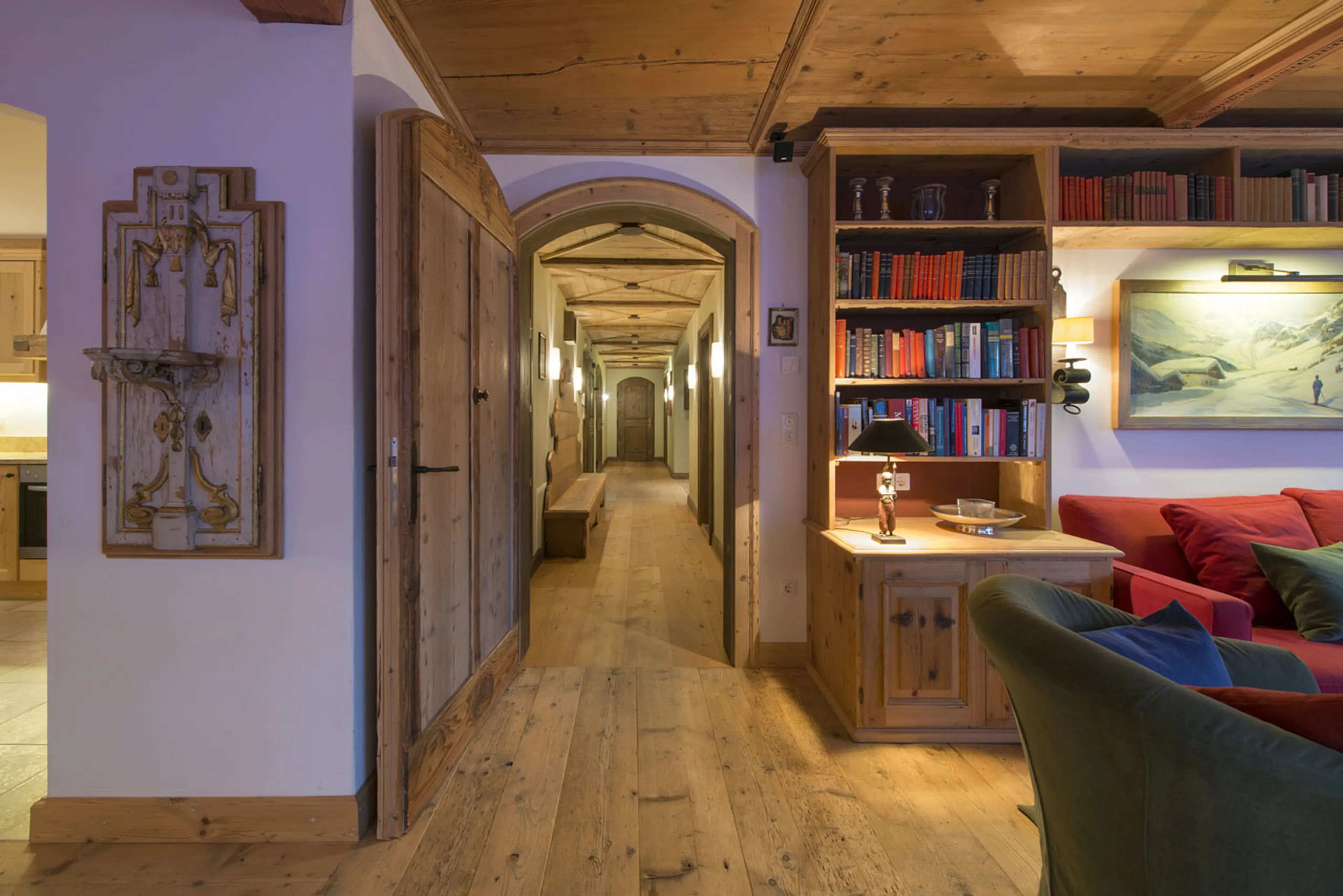 Corridor leading to living room at Chalet Soline in St Anton