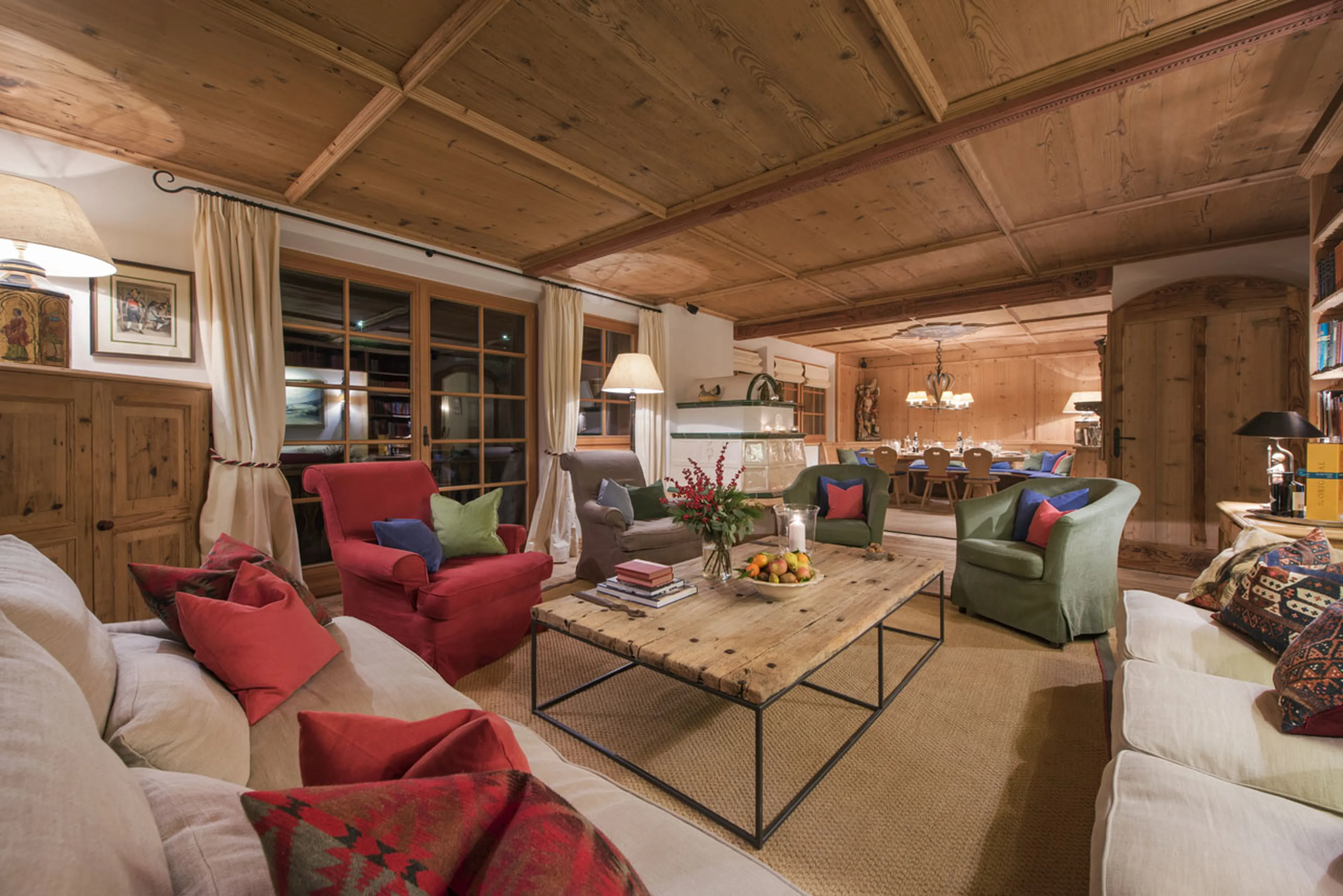 Open plan living and dining area at Chalet Soline in St Anton