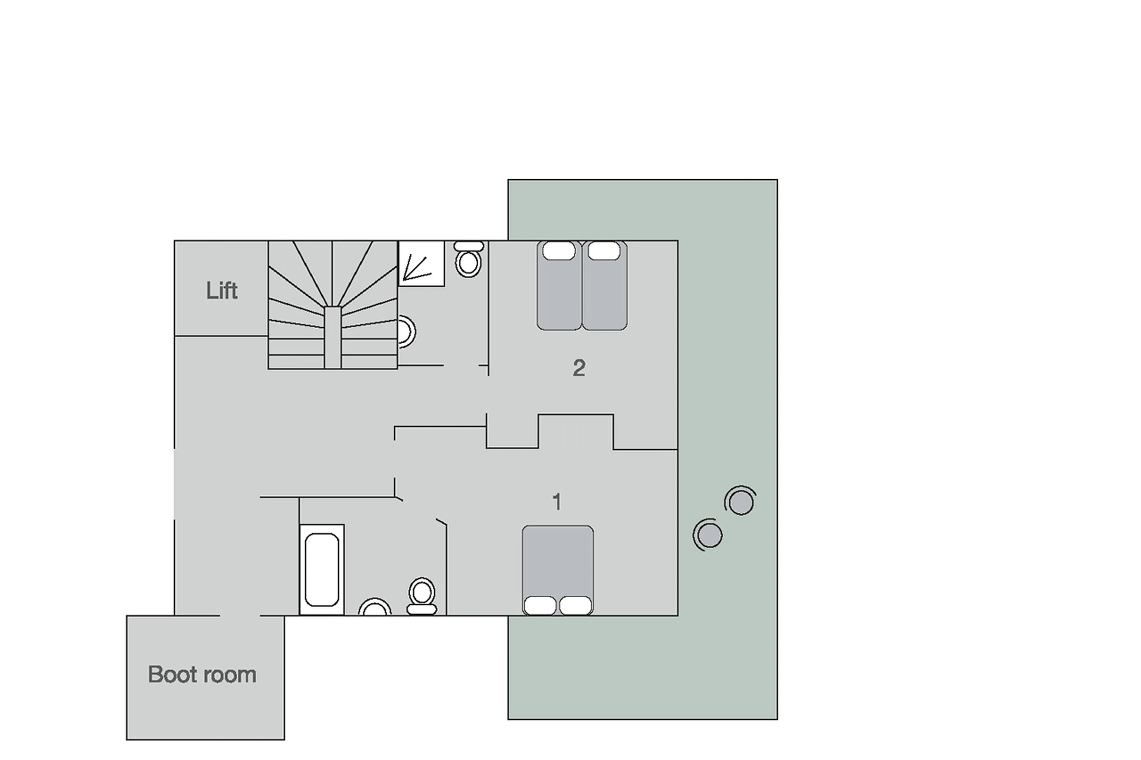 Level 1 floor plan of Chalet Sorojasa in Verbier