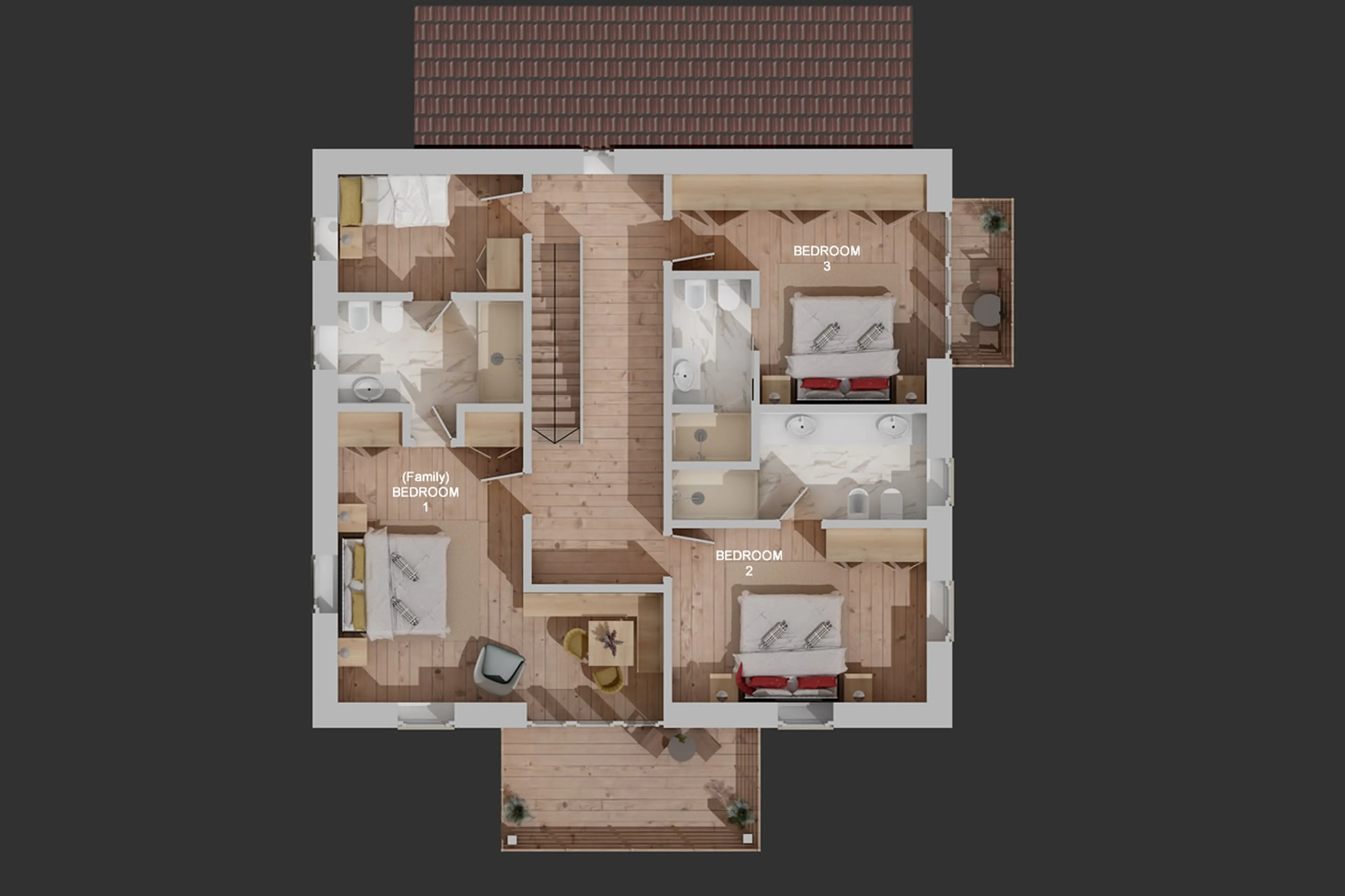 Level 2 floor plan of Chalet Sotciastel in Alta Badia