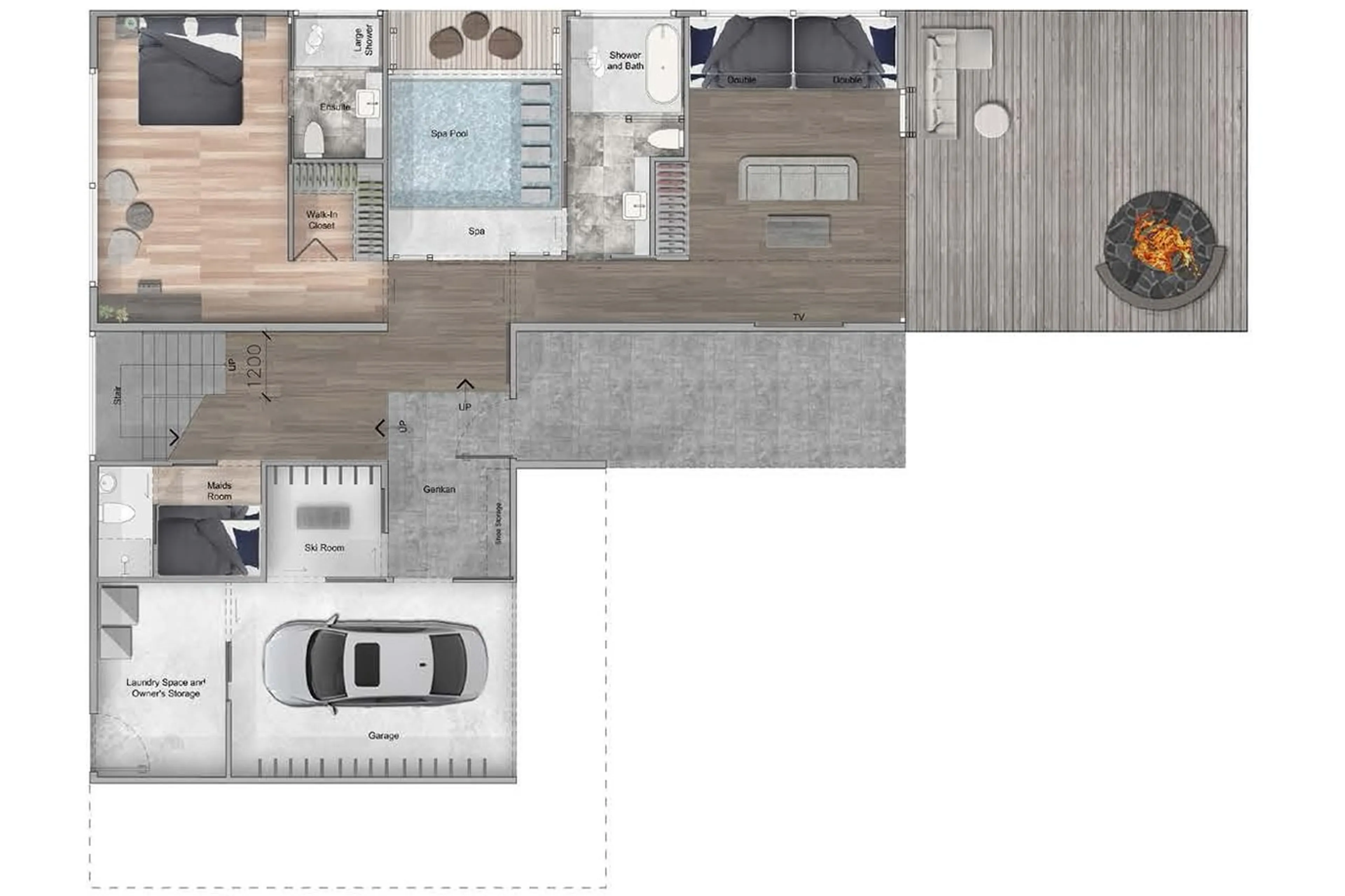 Level 0 floor plan of Seasons Retreat in Niseko
