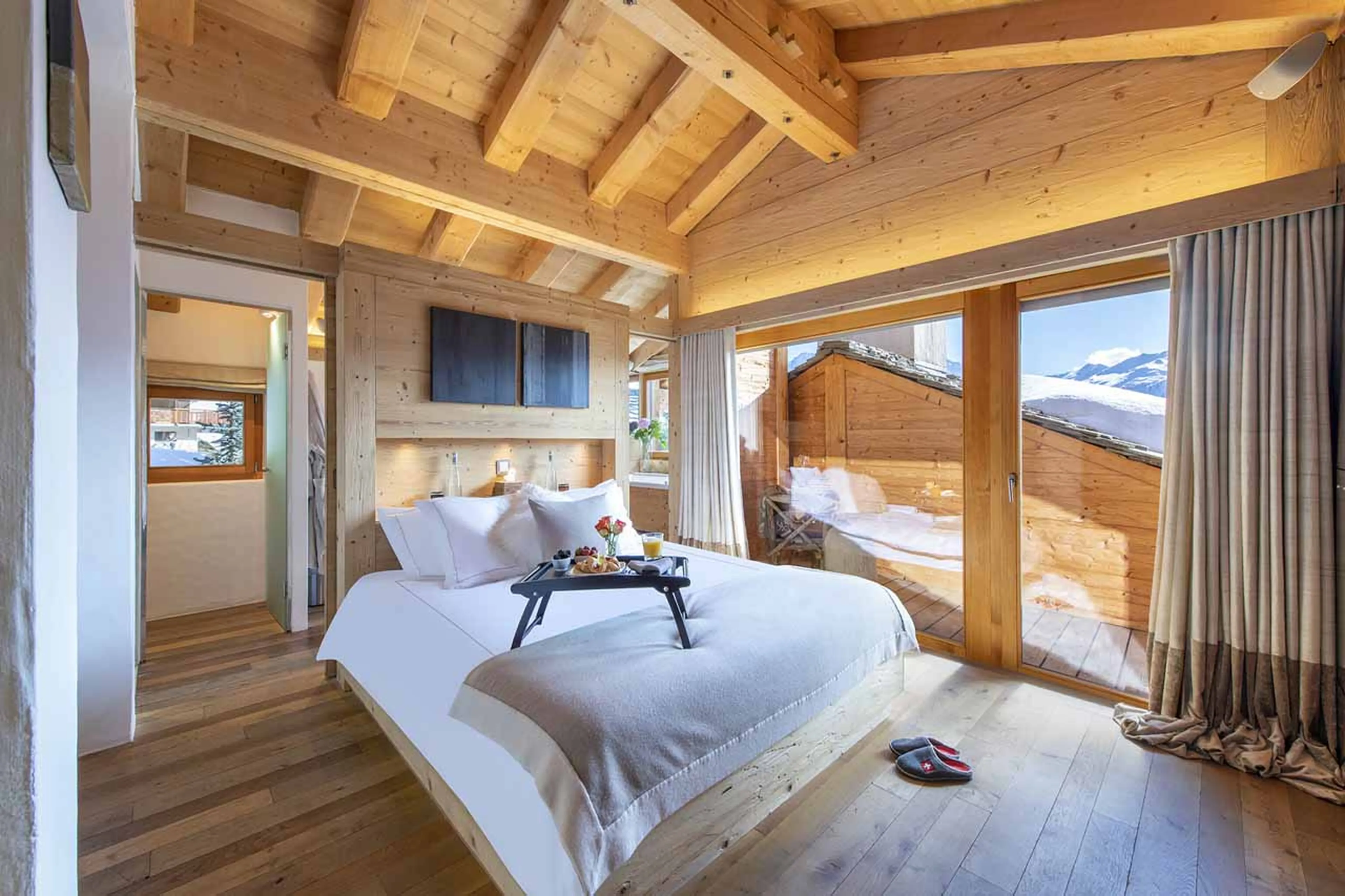 Bedroom one at Chalet Spa in Verbier