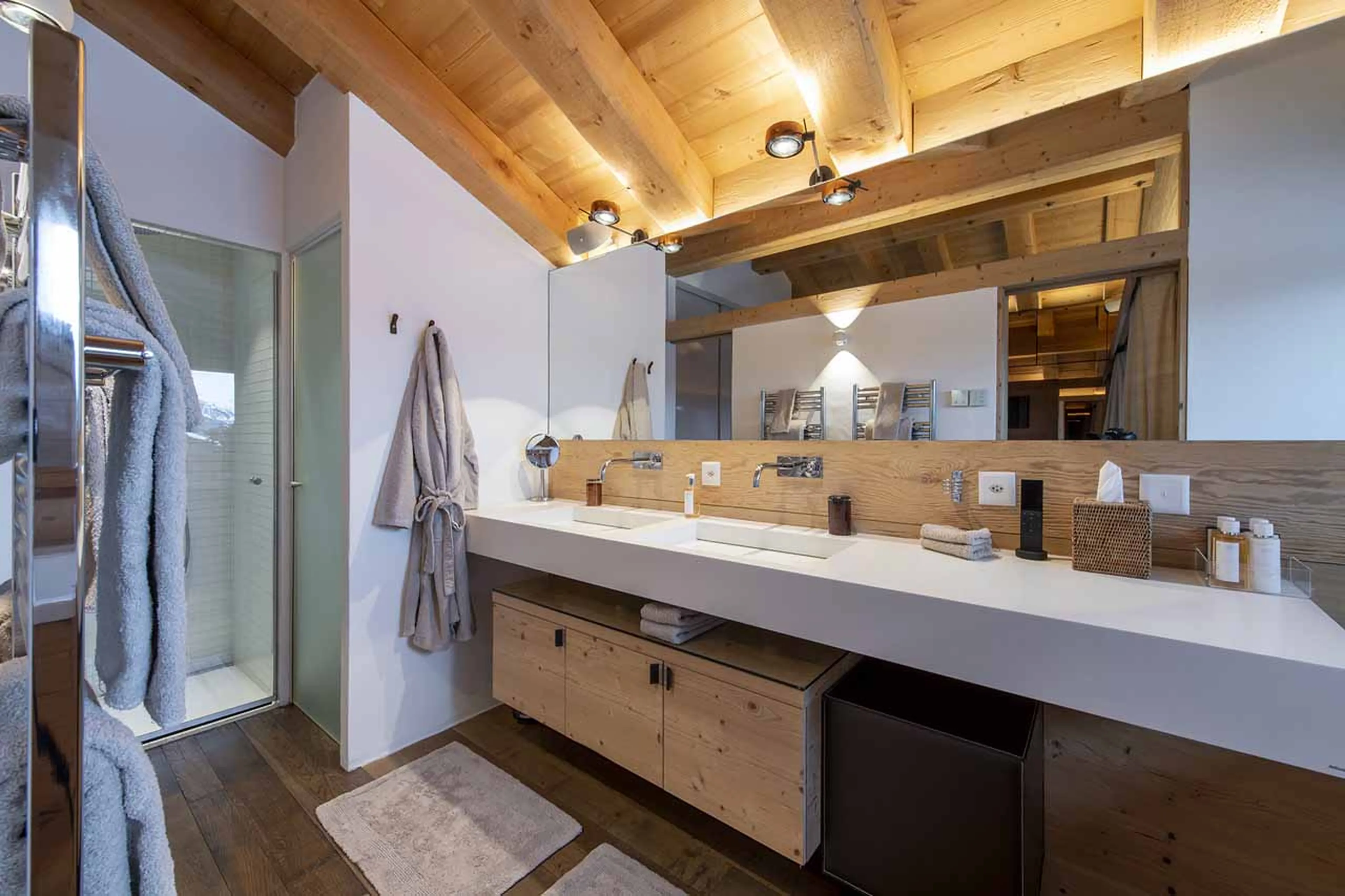 Shower in bathroom one at Chalet Spa in Verbier