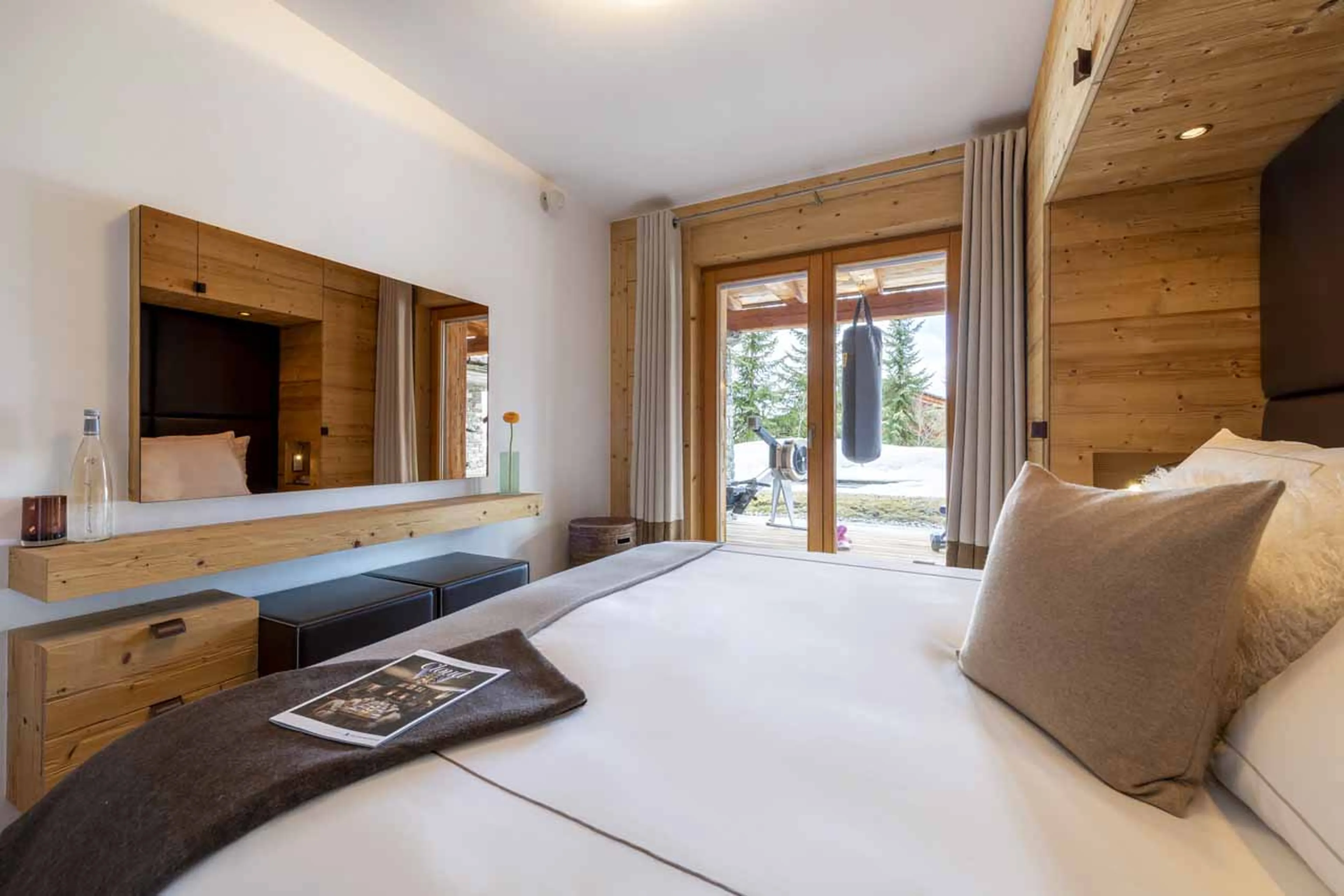 TV in bedroom three at Chalet Spa in Verbier