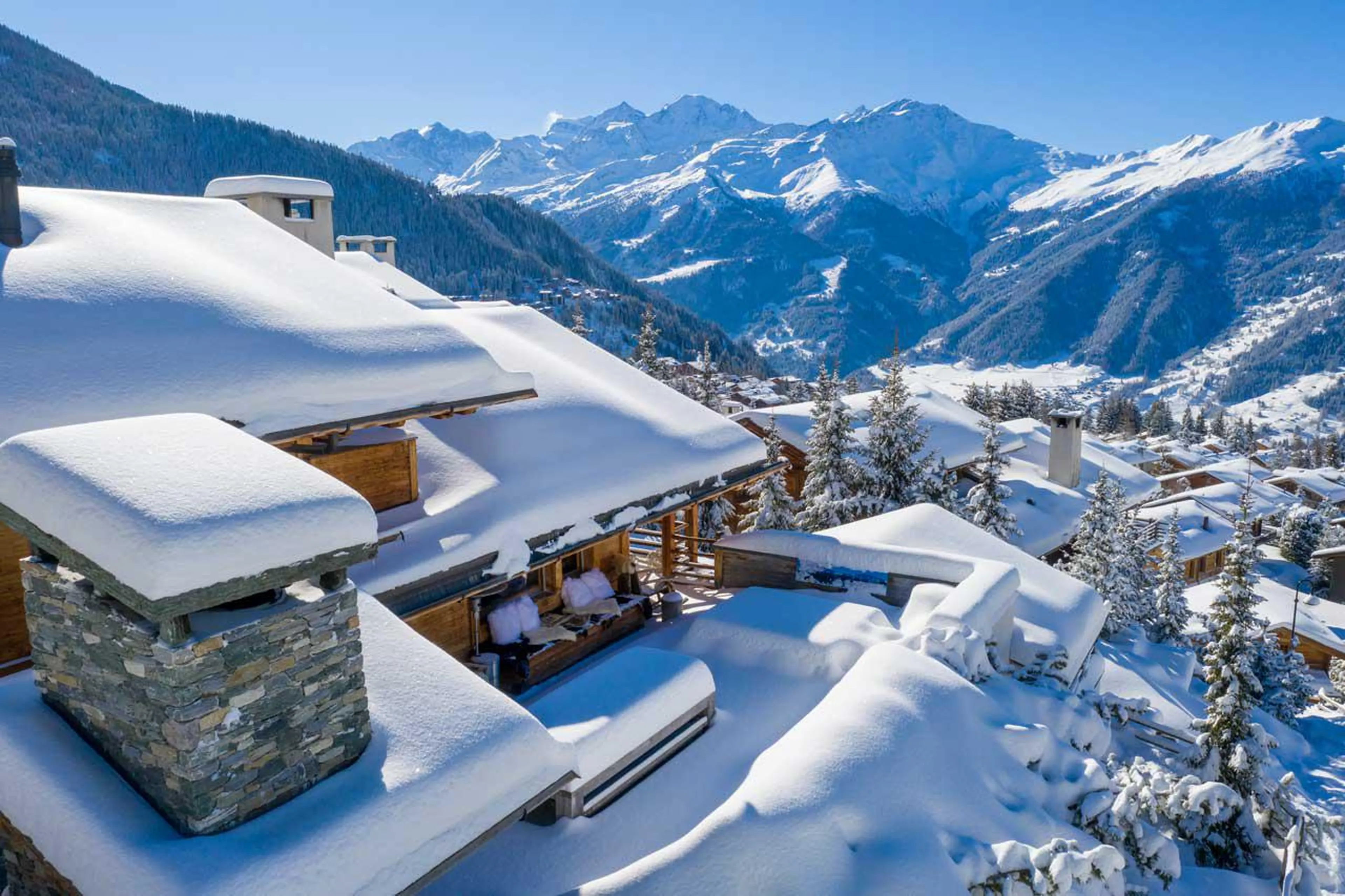 View over roof at Chalet Spa in Verbier