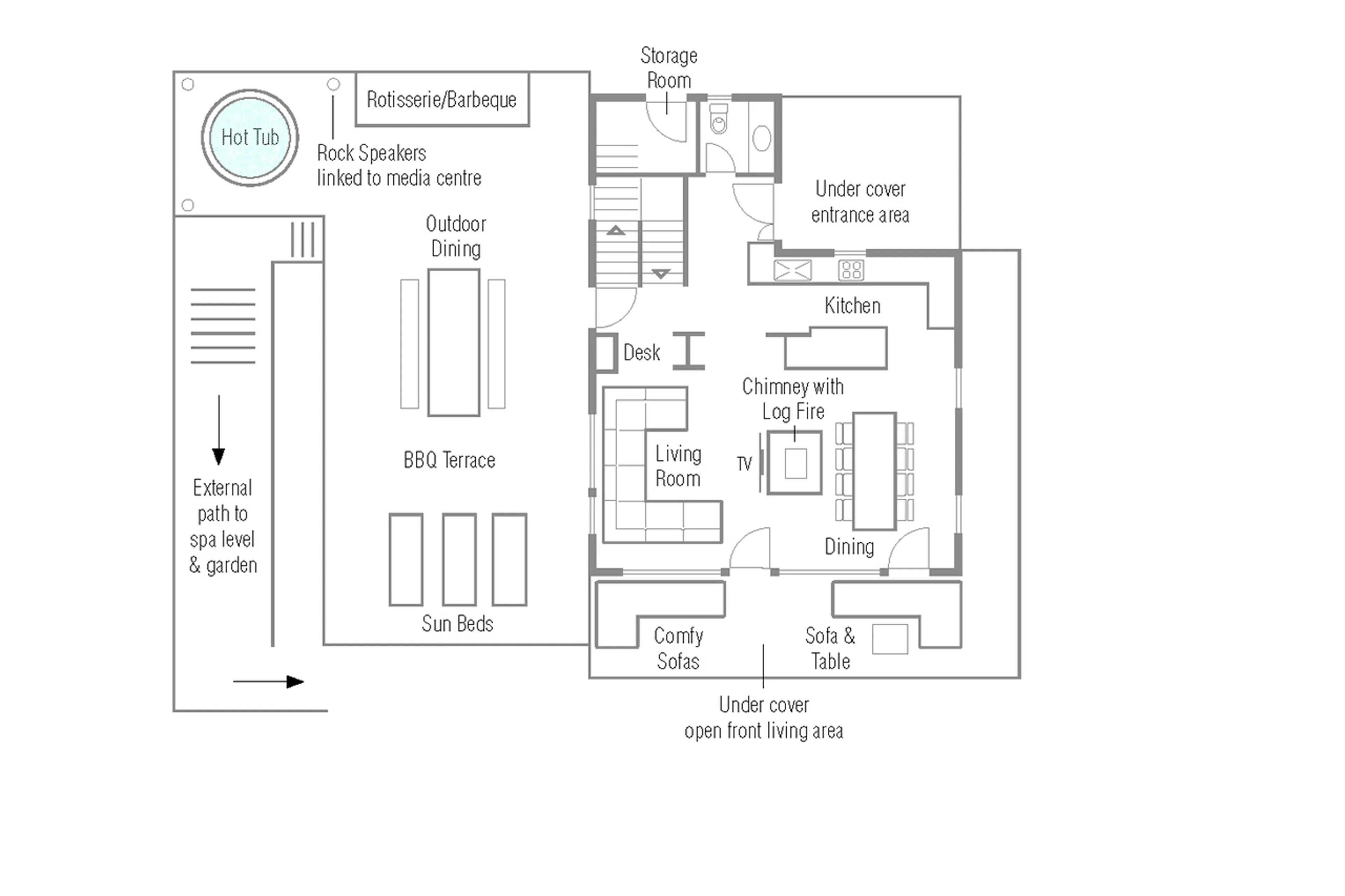 Level 2 floor plan of Chalet Spa in Verbier