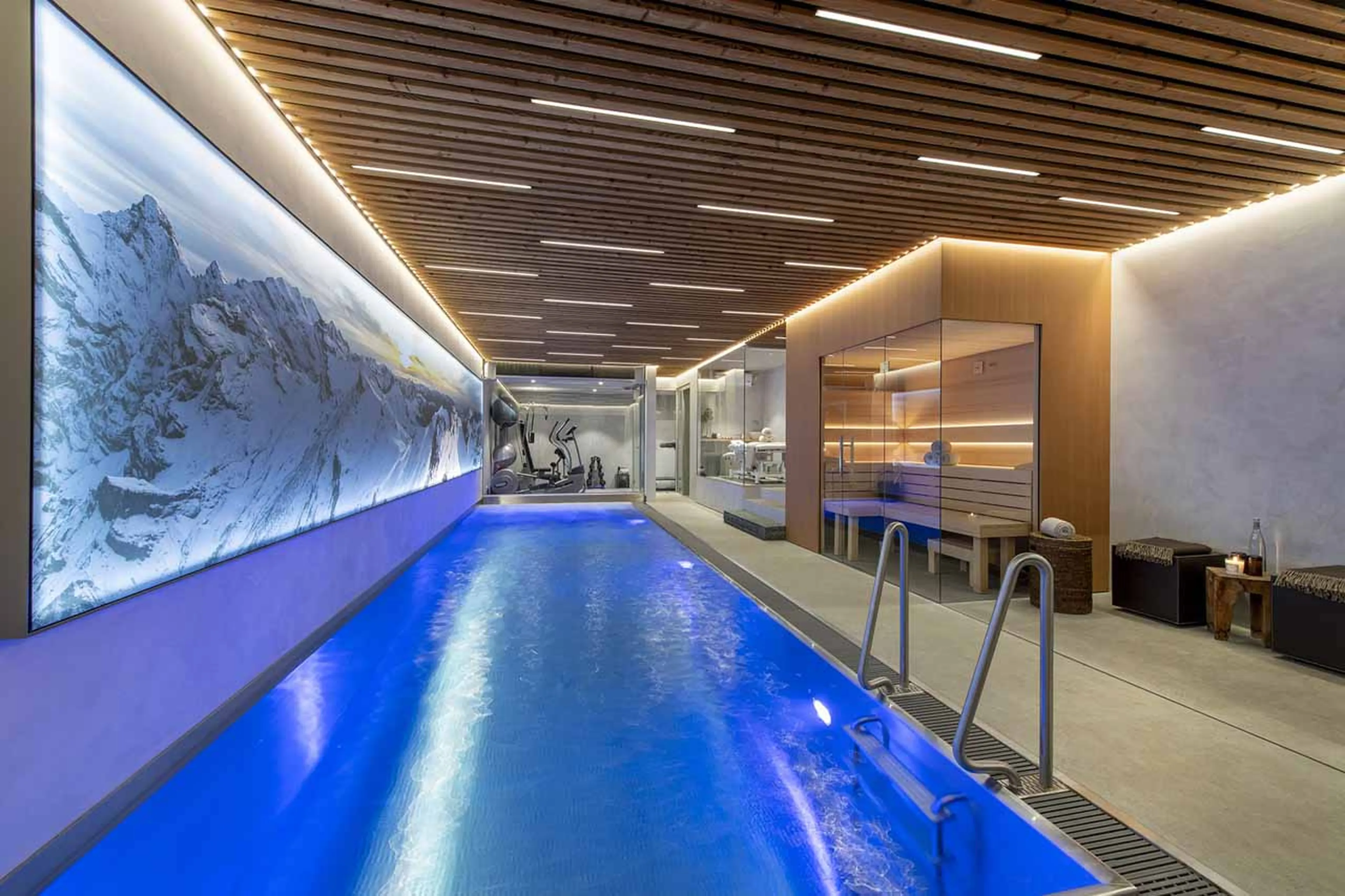 Pool, gym & sauna at Chalet Spa in Verbier
